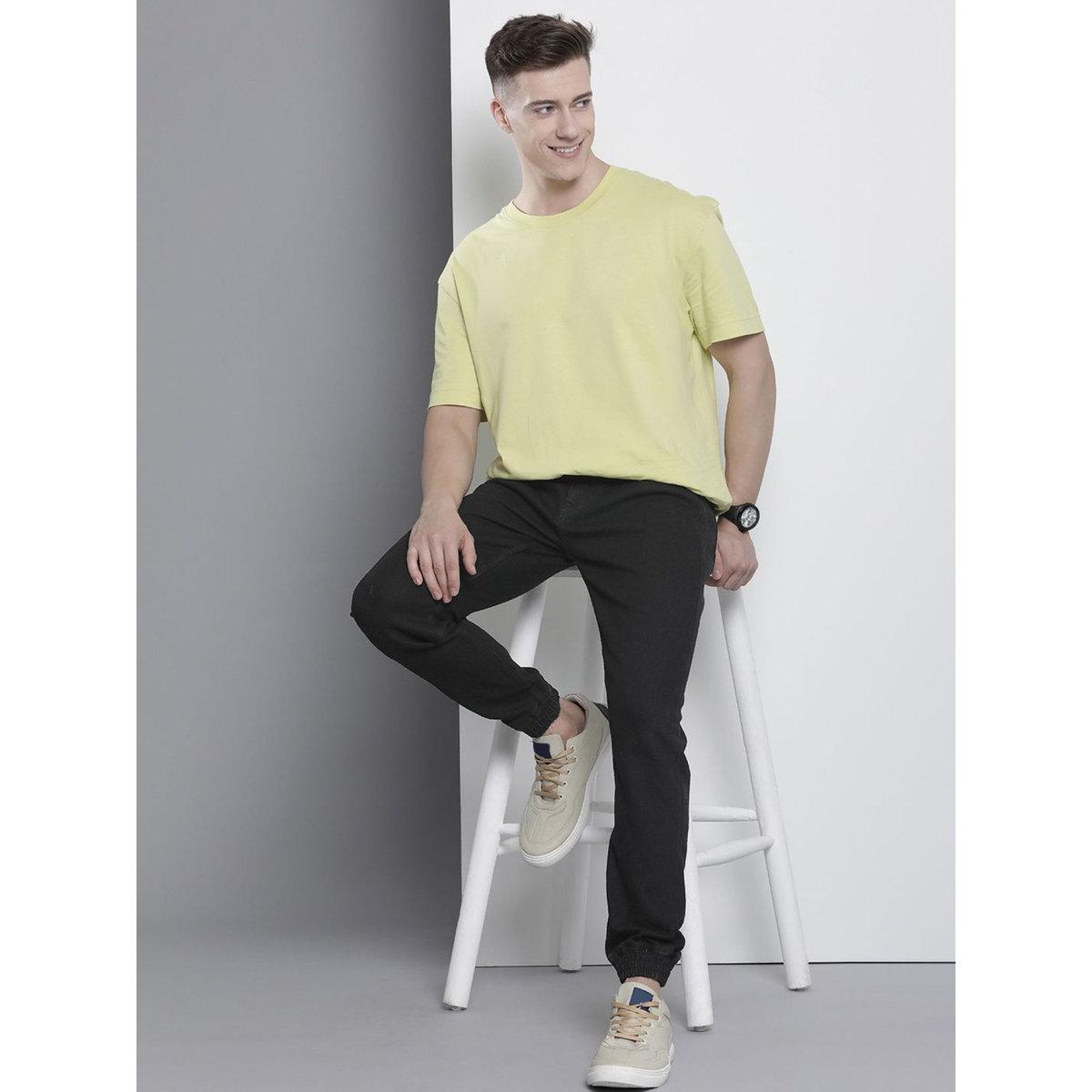 The Indian Garage Co Men Black Mid Rise Slim Fit Cuffed Jeans-men-clothing-bottoms-jeans-image-4
