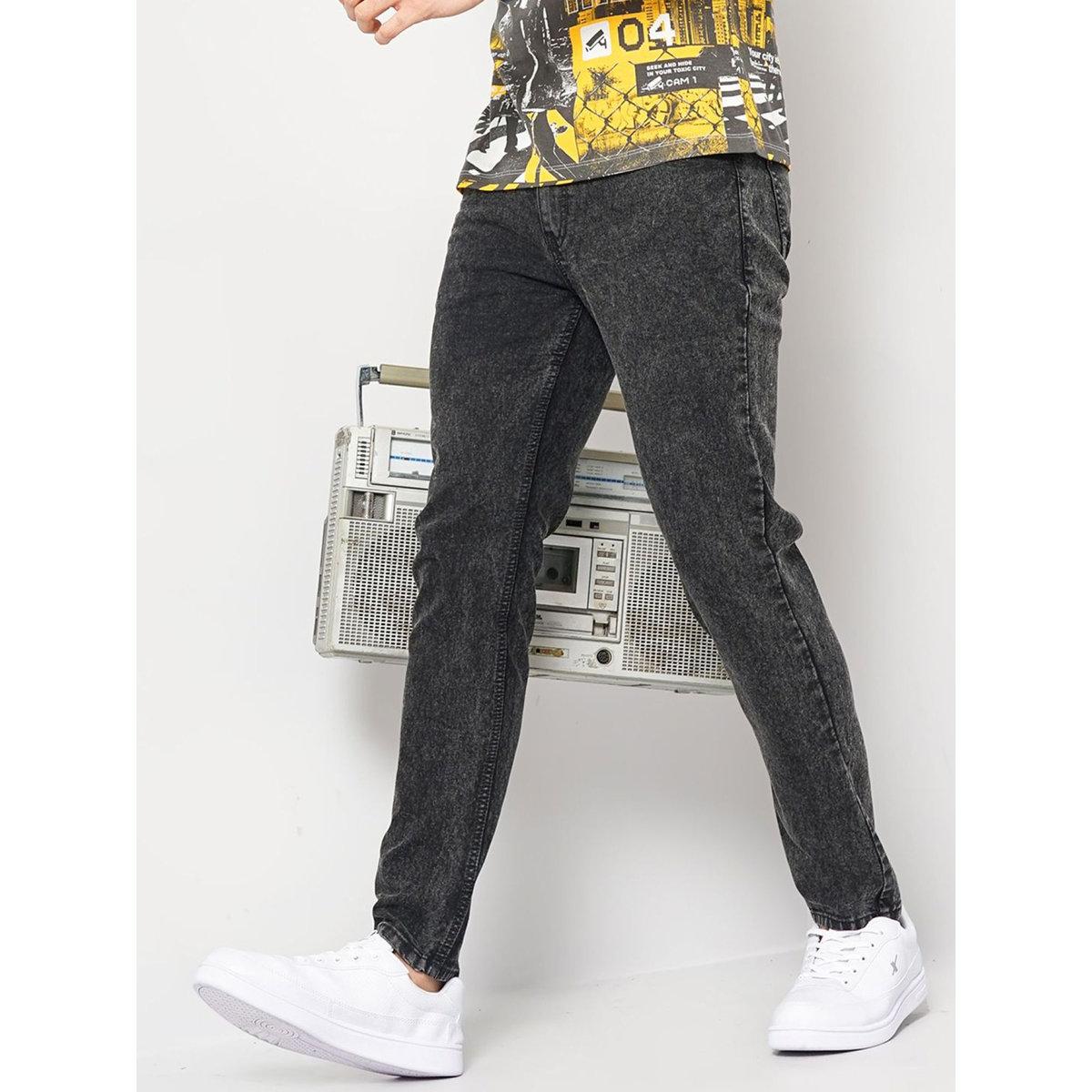 The Indian Garage Co Men Black Mid Rise Slim Fit Solid Jeans-men-clothing-bottoms-jeans-image-2