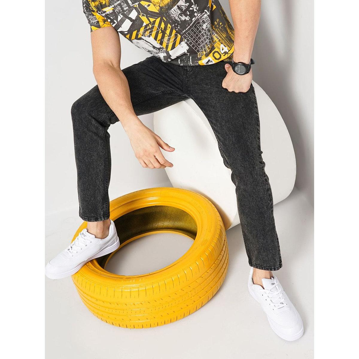 The Indian Garage Co Men Black Mid Rise Slim Fit Solid Jeans-men-clothing-bottoms-jeans-image-5