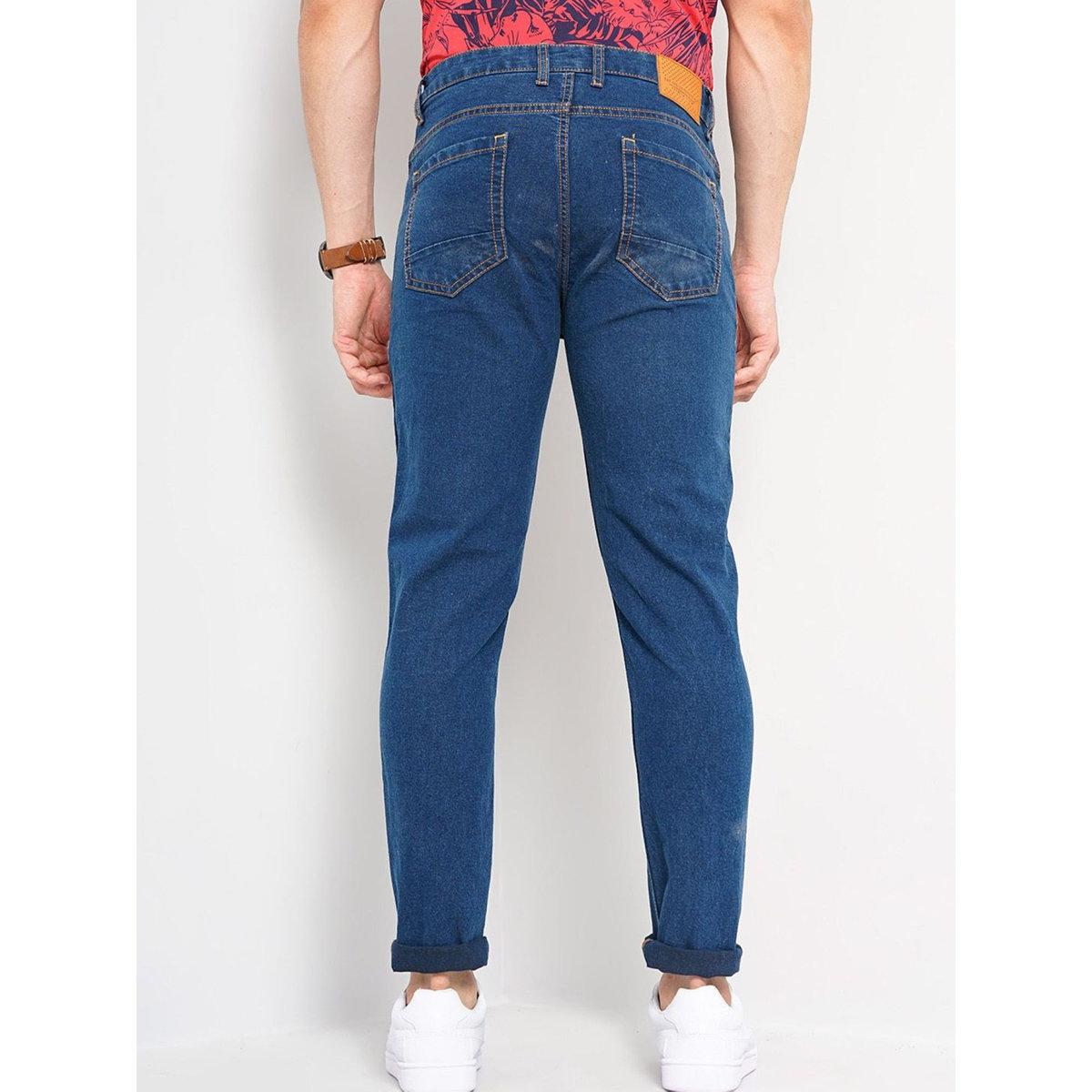 The Indian Garage Co X Styli Men Navy Blue Mid Rise Slim Fit Solid Jeans-men-clothing-bottoms-jeans-image-3