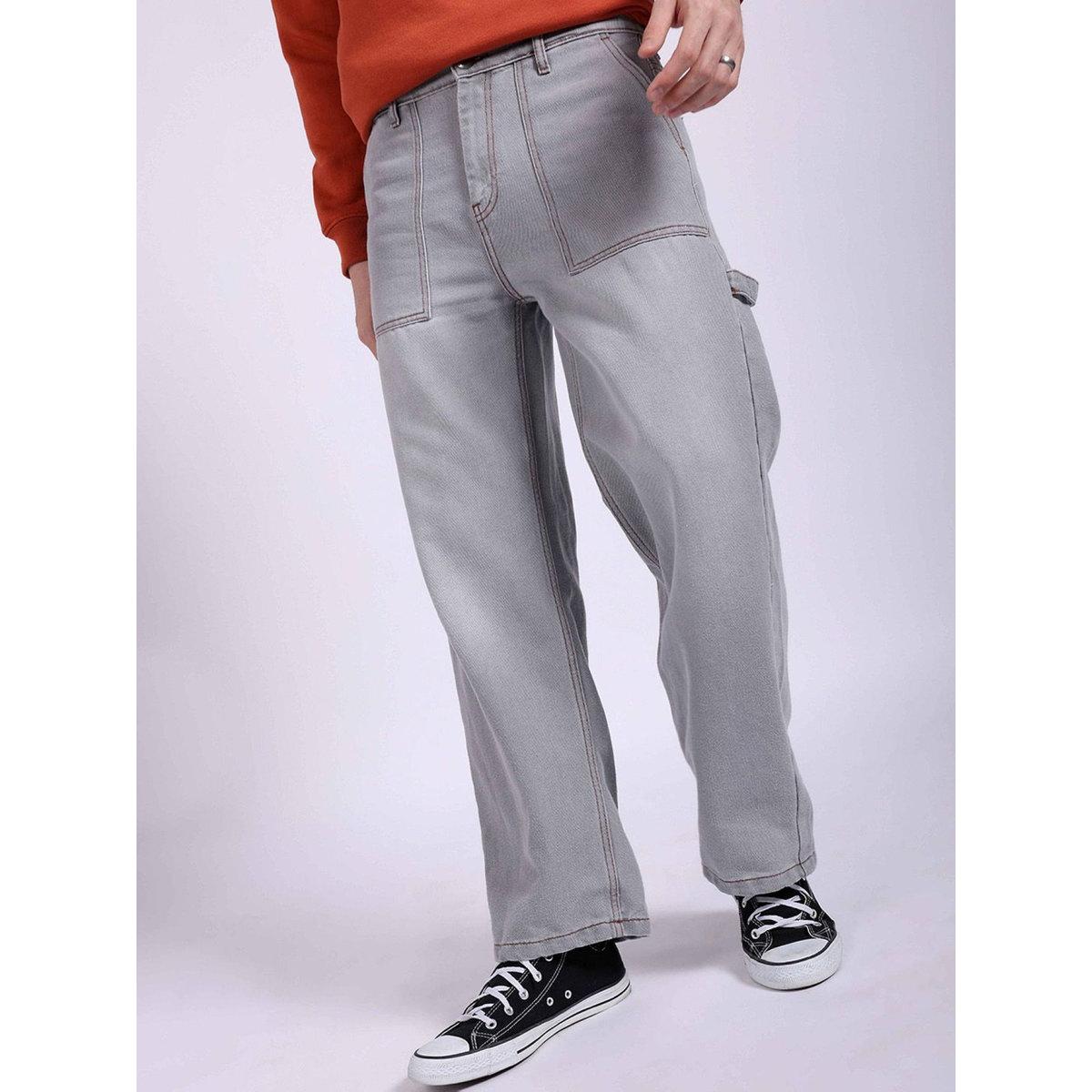 The Indian Garage Co Men Grey Mid Rise Baggy Fit Jeans-men-clothing-bottoms-jeans-image-1