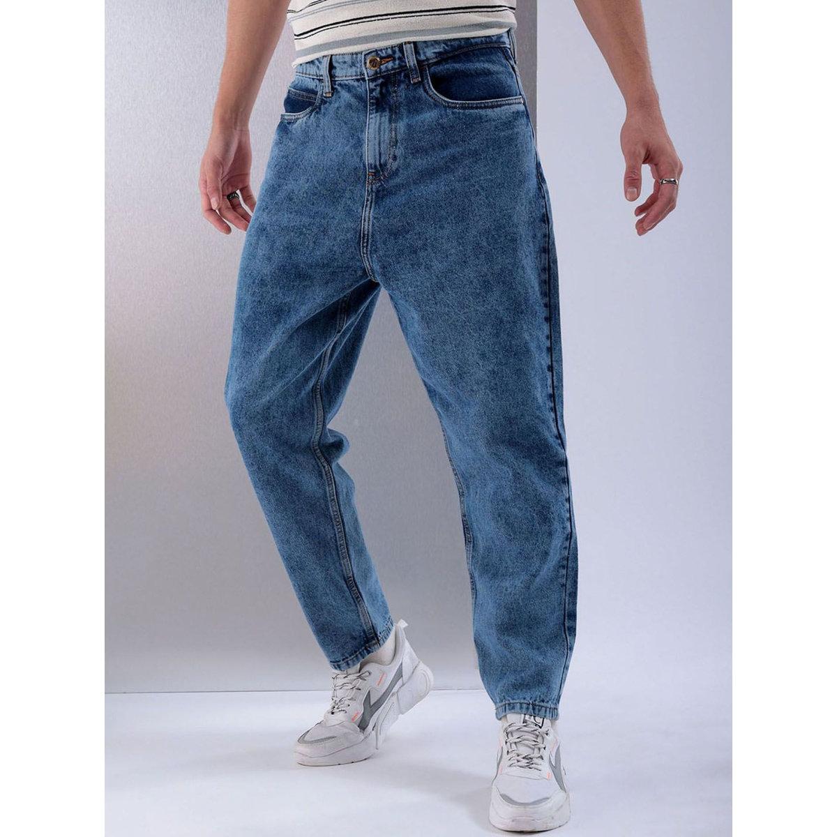 The Indian Garage Co X Styli Men Blue Mid Rise Loose Fit Solid Jeans-men-clothing-bottoms-jeans-image-2