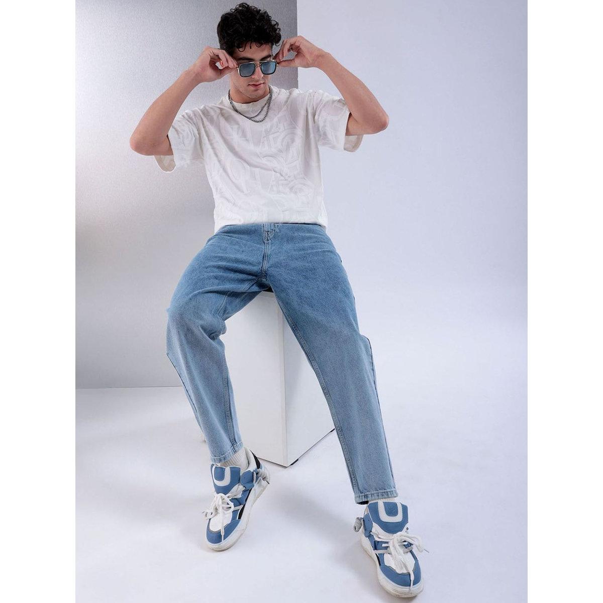 بنطال جينز بقصة واسعة وتفاصيل باهتة-men-clothing-bottoms-jeans-image-5