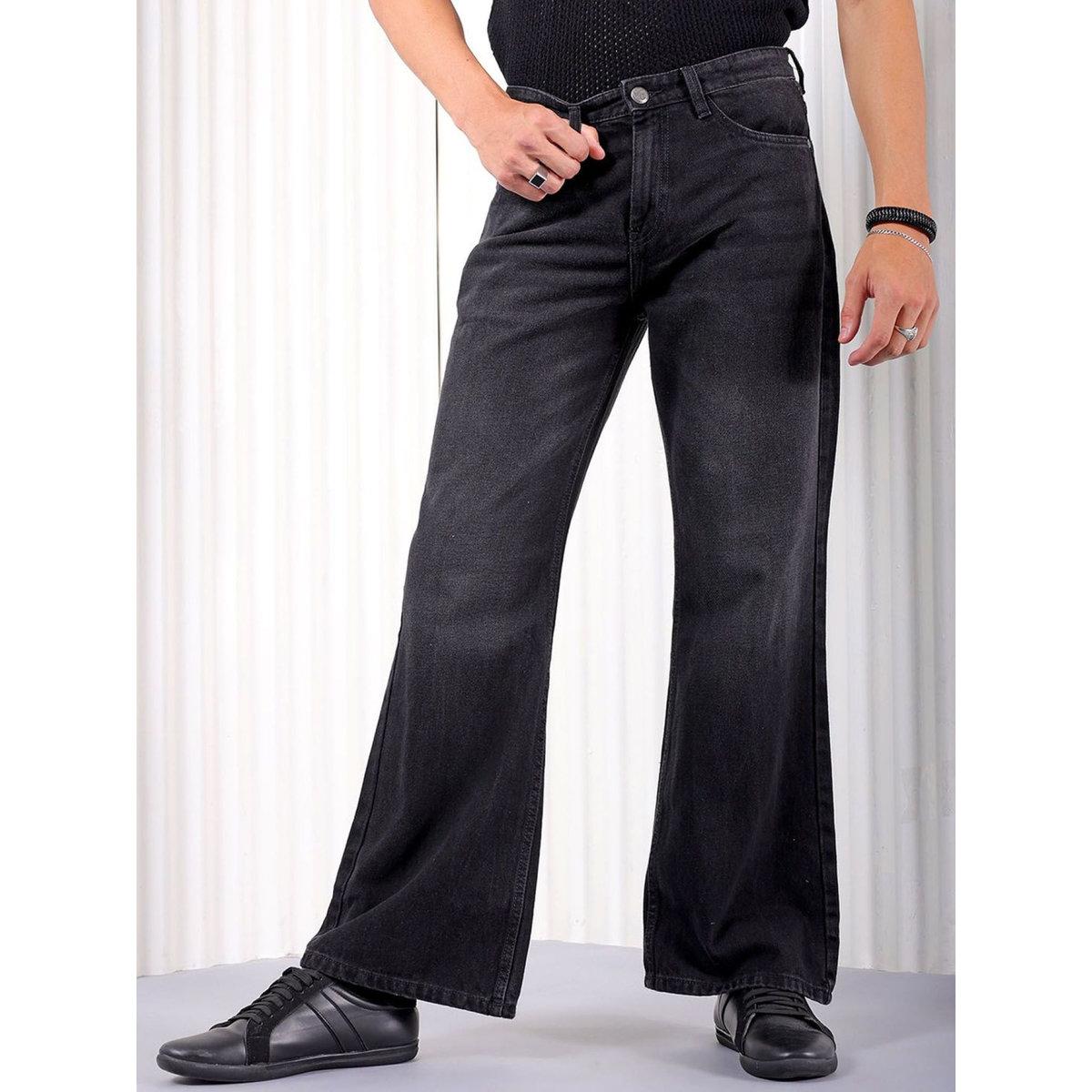 The Indian Garage Co Men Black Mid Rise Bootcut Solid Jeans-men-clothing-bottoms-jeans-image-2