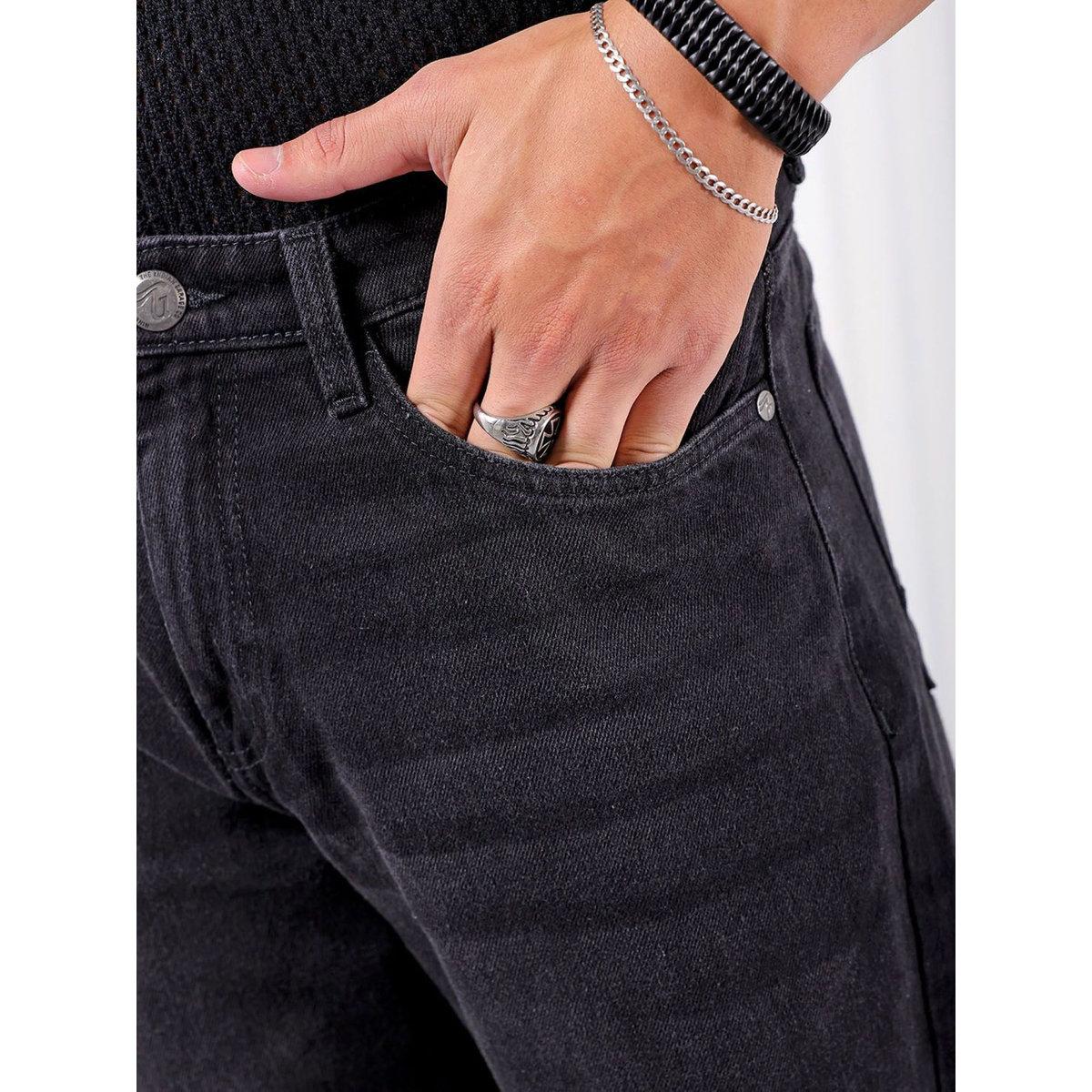 The Indian Garage Co Men Black Mid Rise Bootcut Solid Jeans-men-clothing-bottoms-jeans-image-4