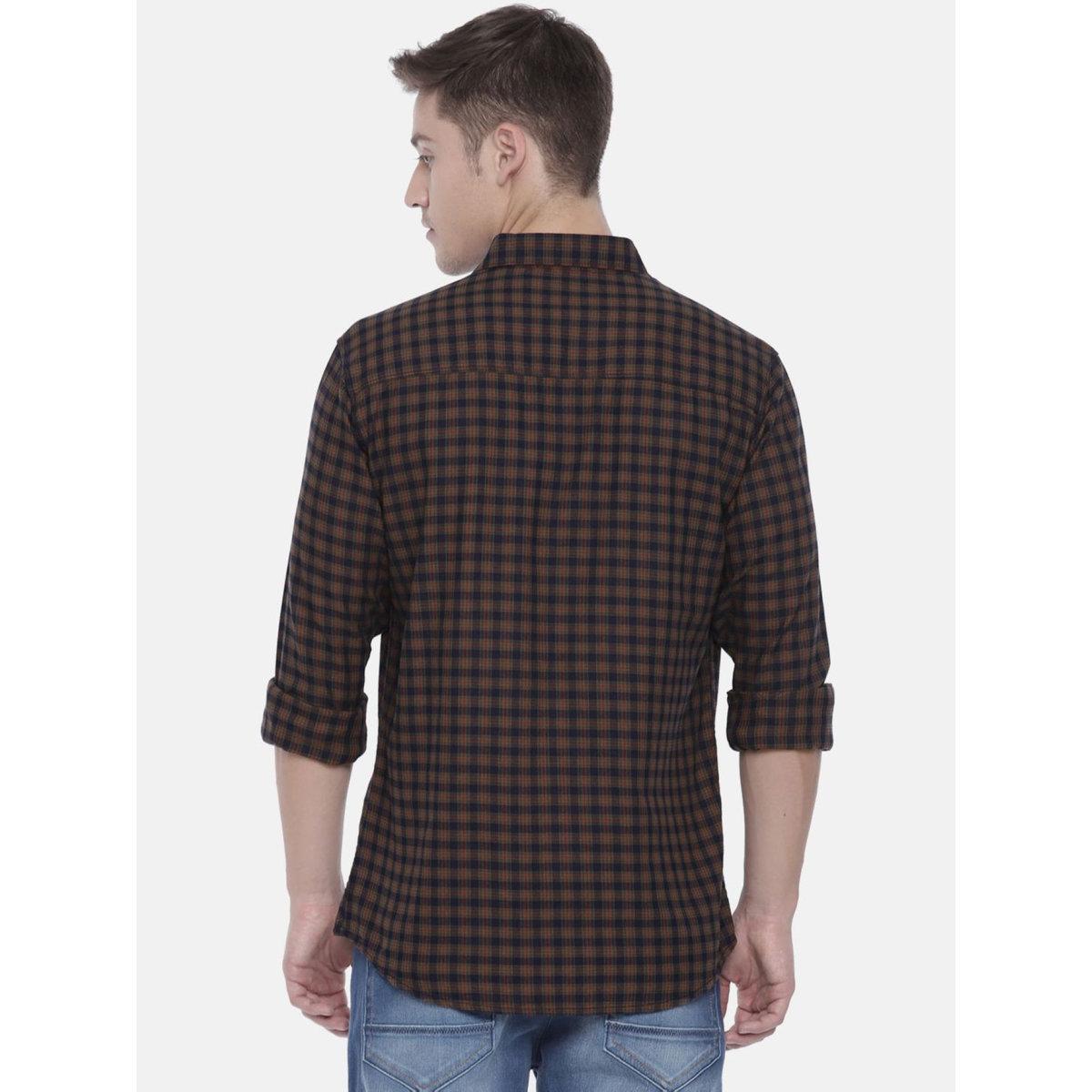 The Indian Garage Co Men Khaki Slim Fit Checked Casual Shirt-men-clothing-shirts-image-5