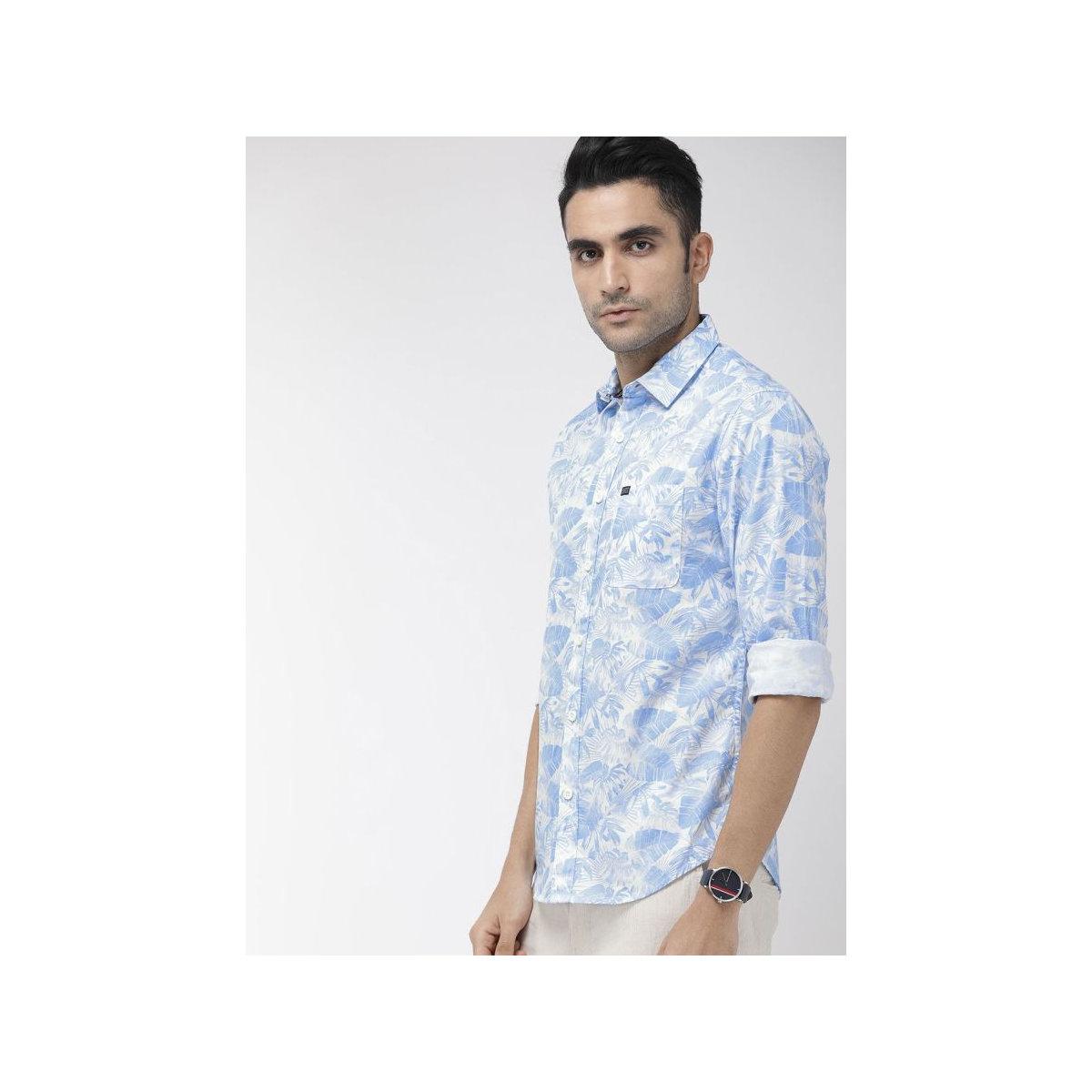The Indian Garage Co Men Blue Slim Fit Tropical Print Casual Shirt-men-clothing-shirts-image-4