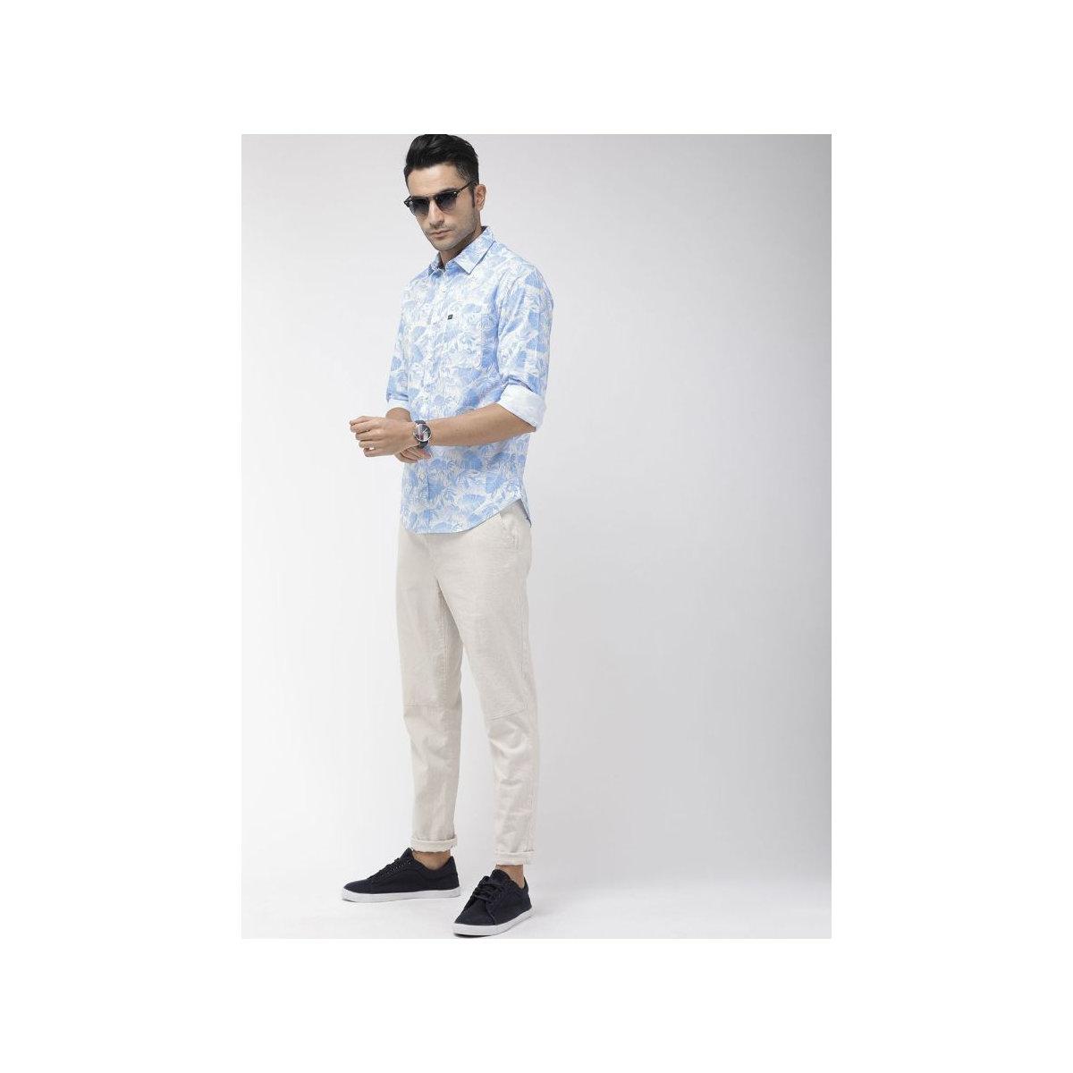 The Indian Garage Co Men Blue Slim Fit Tropical Print Casual Shirt-men-clothing-shirts-image-5