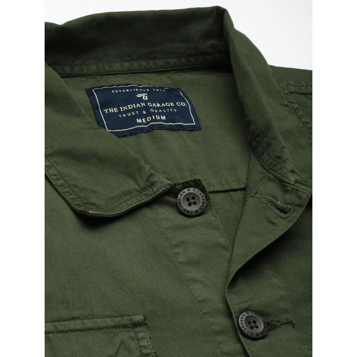 The Indian Garage Co Men Olive Boxy Fit Casual Shirt with Flap Pocket-men-clothing-shirts-image-2