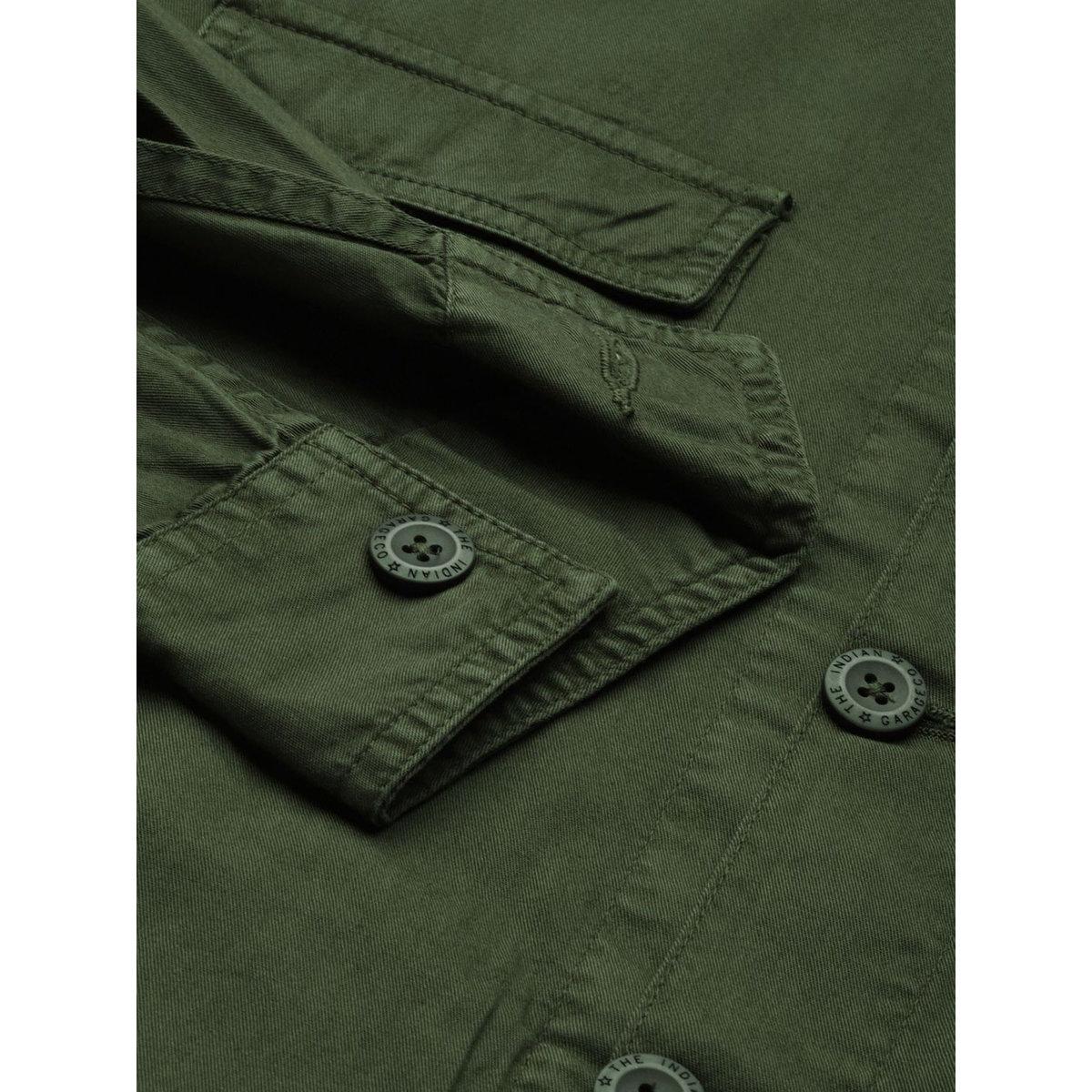 The Indian Garage Co Men Olive Boxy Fit Casual Shirt with Flap Pocket-men-clothing-shirts-image-3