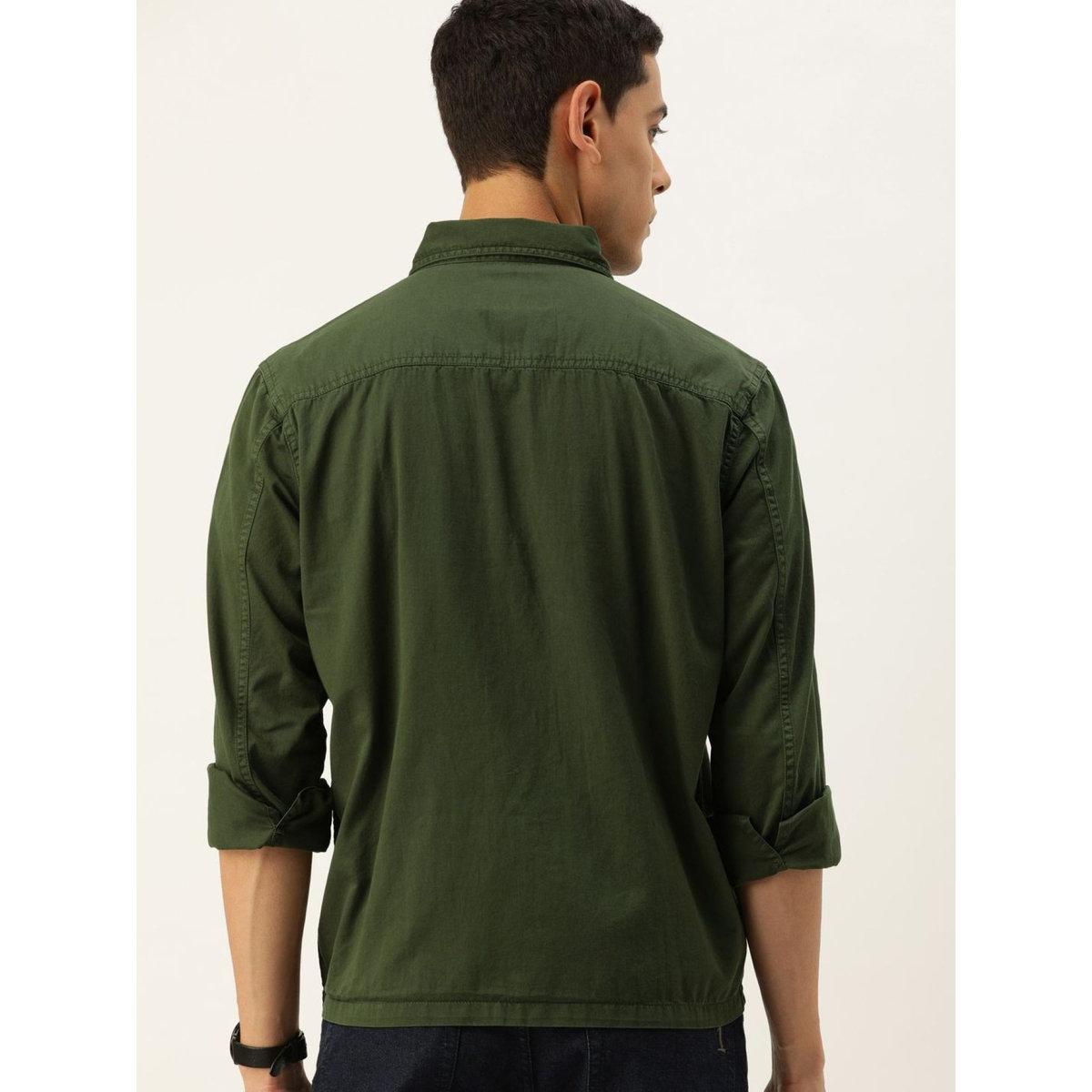 The Indian Garage Co Men Olive Boxy Fit Casual Shirt with Flap Pocket-men-clothing-shirts-image-4