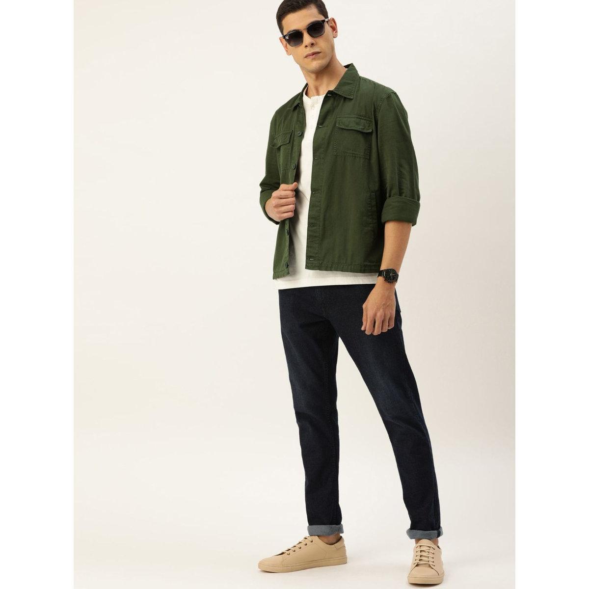 The Indian Garage Co Men Olive Boxy Fit Casual Shirt with Flap Pocket-men-clothing-shirts-image-6