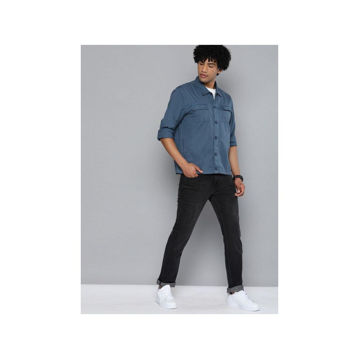The Indian Garage Co Men Blue Boxy Fit Casual Shirt with Flap Pocket-men-clothing-shirts-image-6