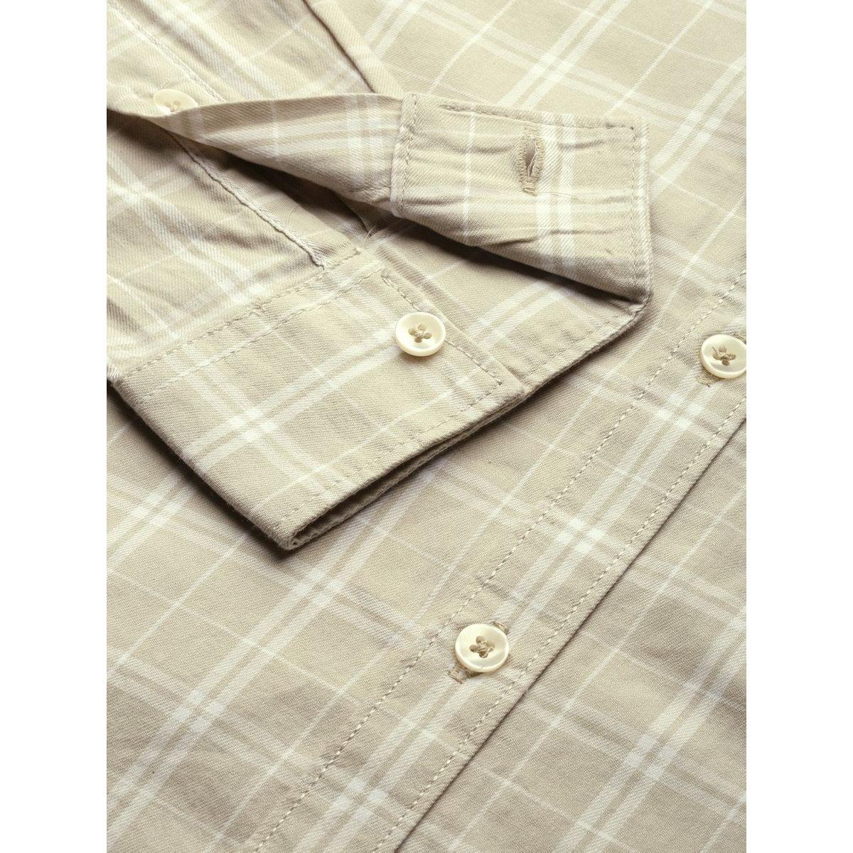 The Indian Garage Co Men Beige Slim Fit Checked Casual Shirt-men-clothing-shirts-image-3