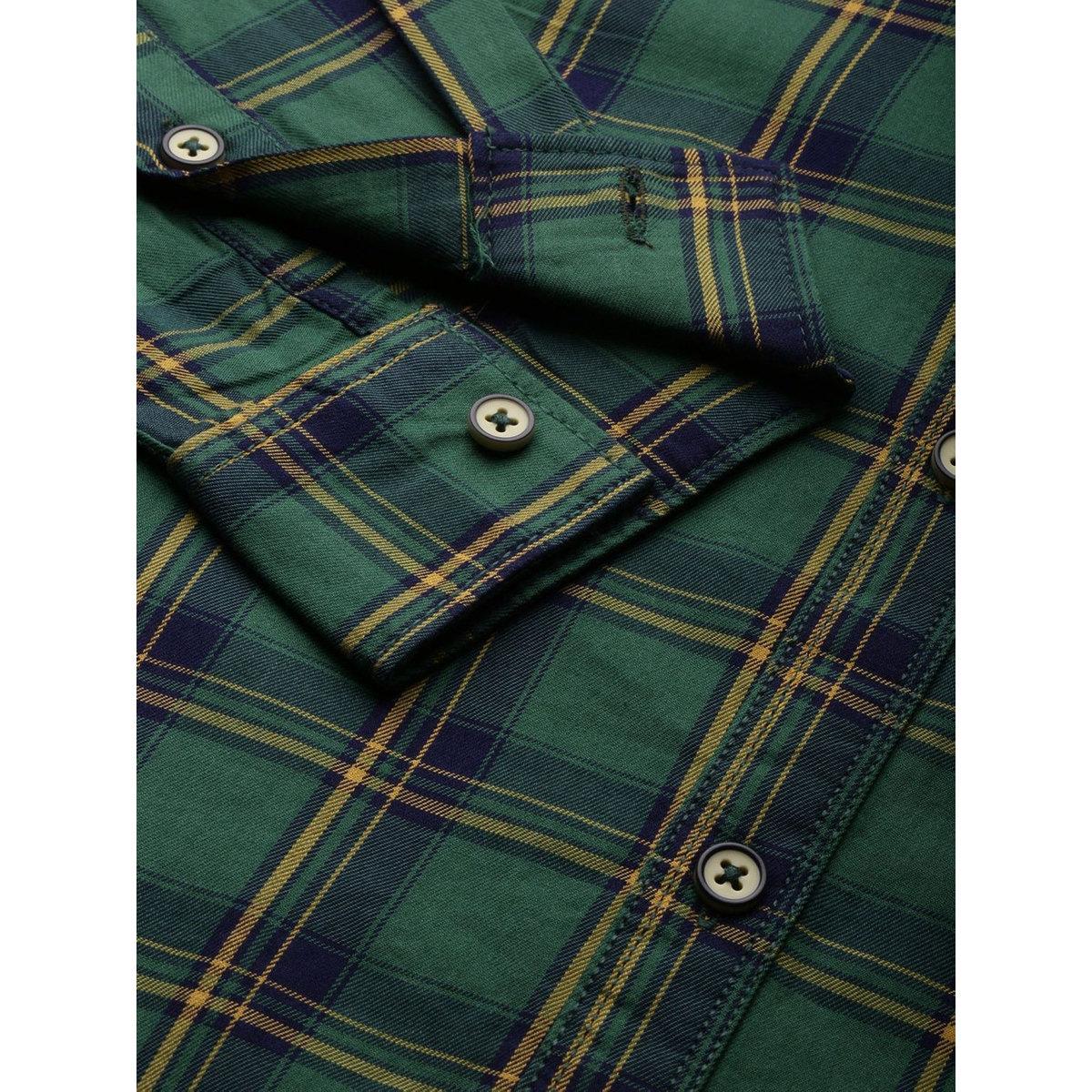 The Indian Garage Co Men Green Slim Fit Checked Casual Shirt-men-clothing-shirts-image-3