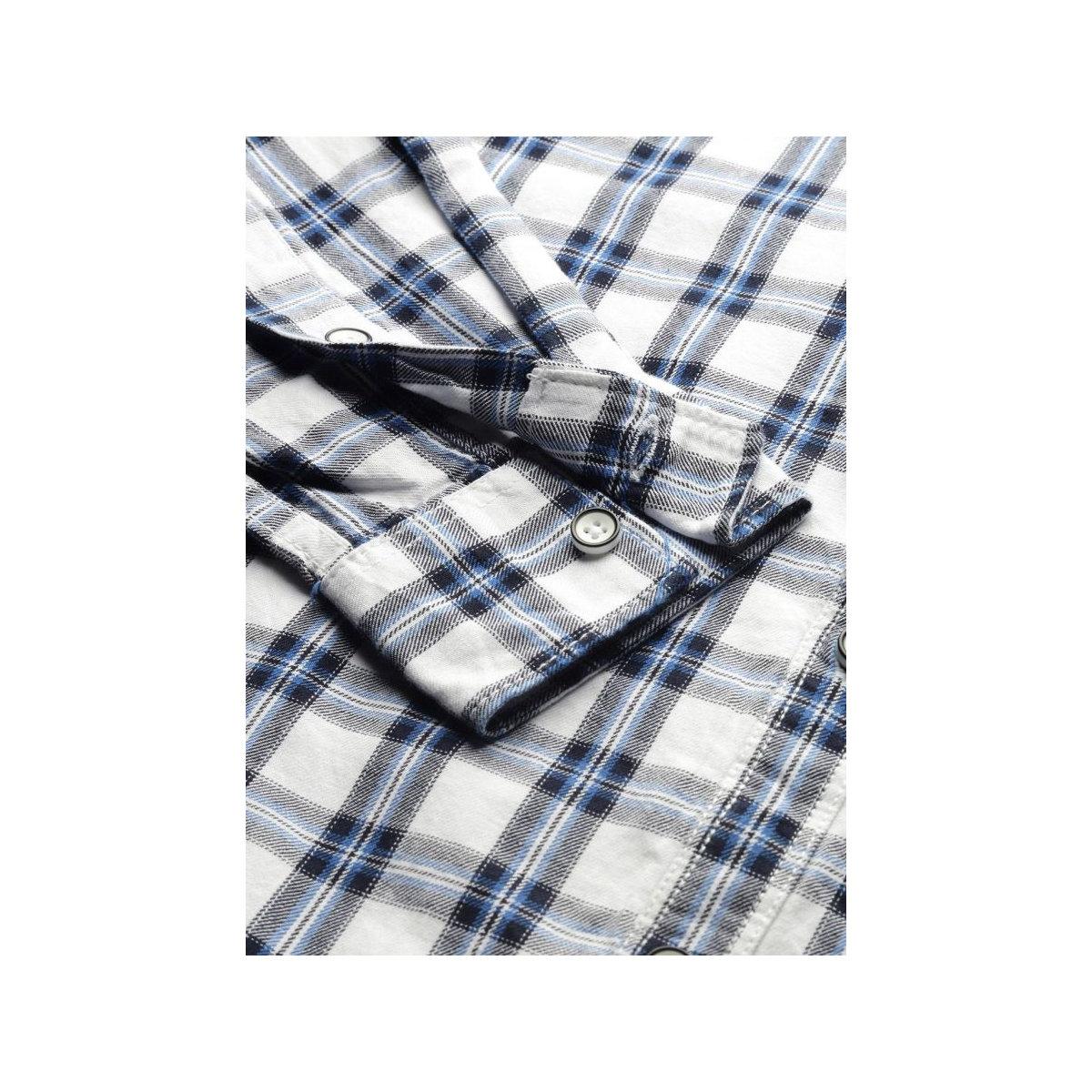 The Indian Garage Co Men White Slim Fit Checked Casual Shirt-men-clothing-shirts-image-3