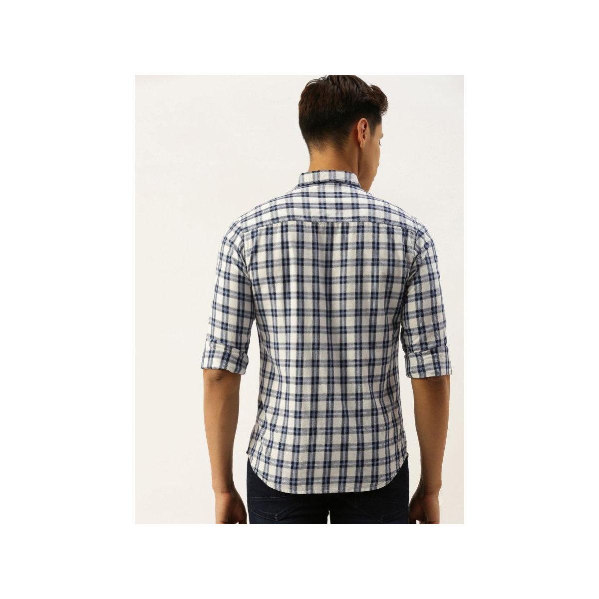 The Indian Garage Co Men White Slim Fit Checked Casual Shirt-men-clothing-shirts-image-4