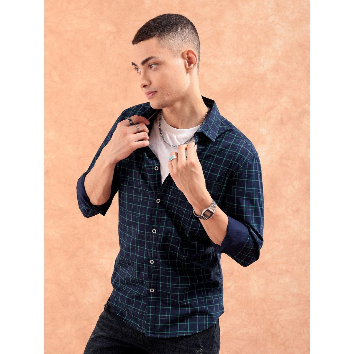 قميص بطبعة مربعات بقصة سليم فيت-men-clothing-shirts-image-3