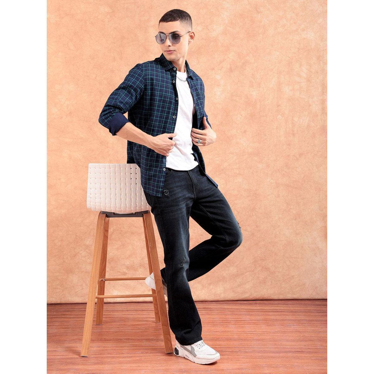 قميص بطبعة مربعات بقصة سليم فيت-men-clothing-shirts-image-4