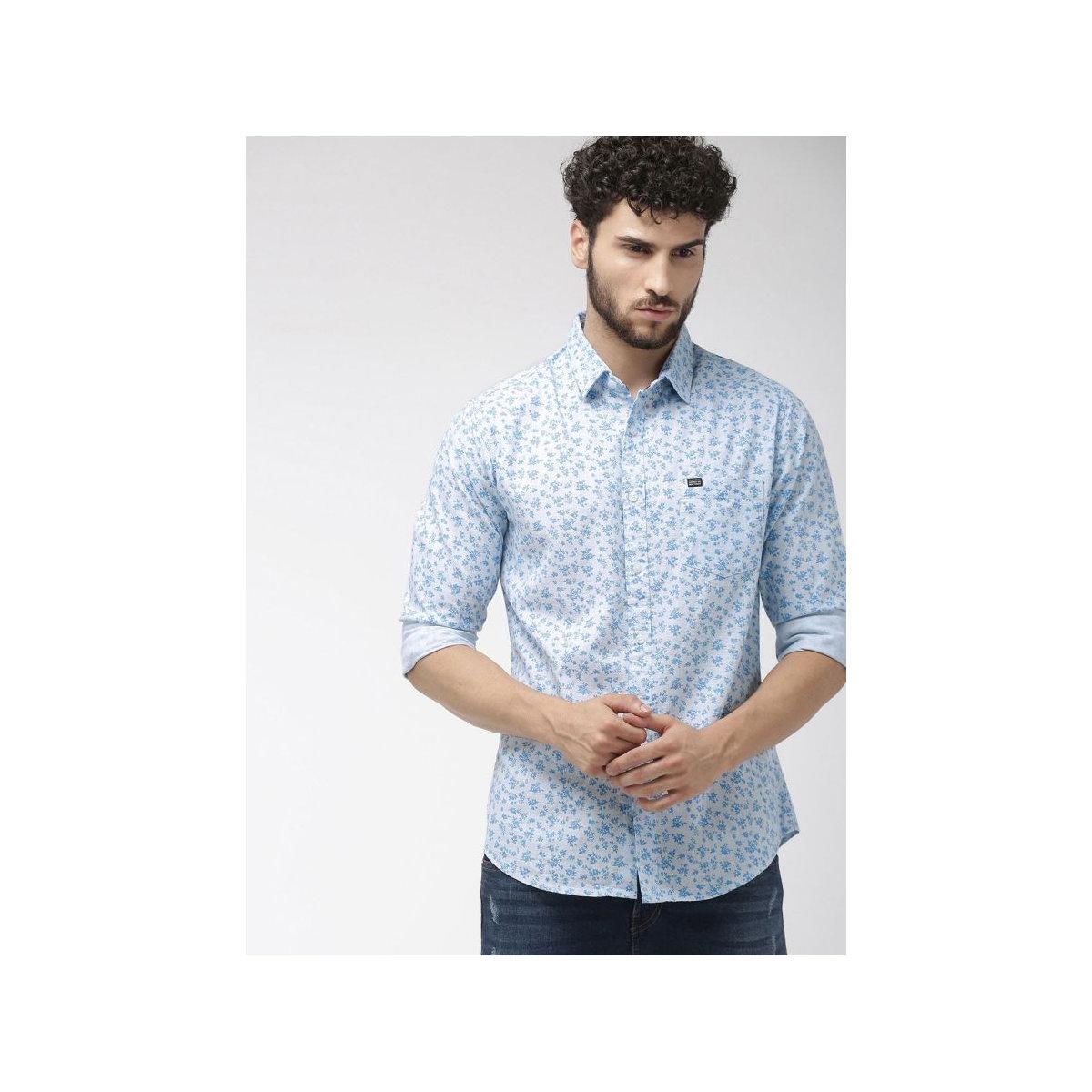 The Indian Garage Co X Styli Men Blue Slim Fit Floral Shirt-men-clothing-shirts-image-1