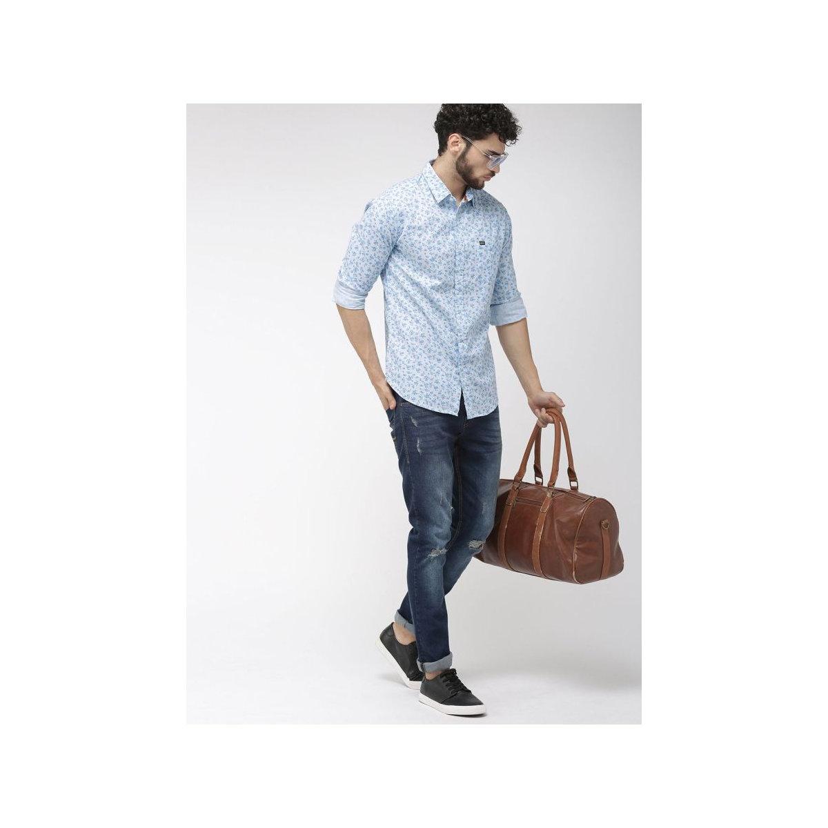 The Indian Garage Co X Styli Men Blue Slim Fit Floral Shirt-men-clothing-shirts-image-4