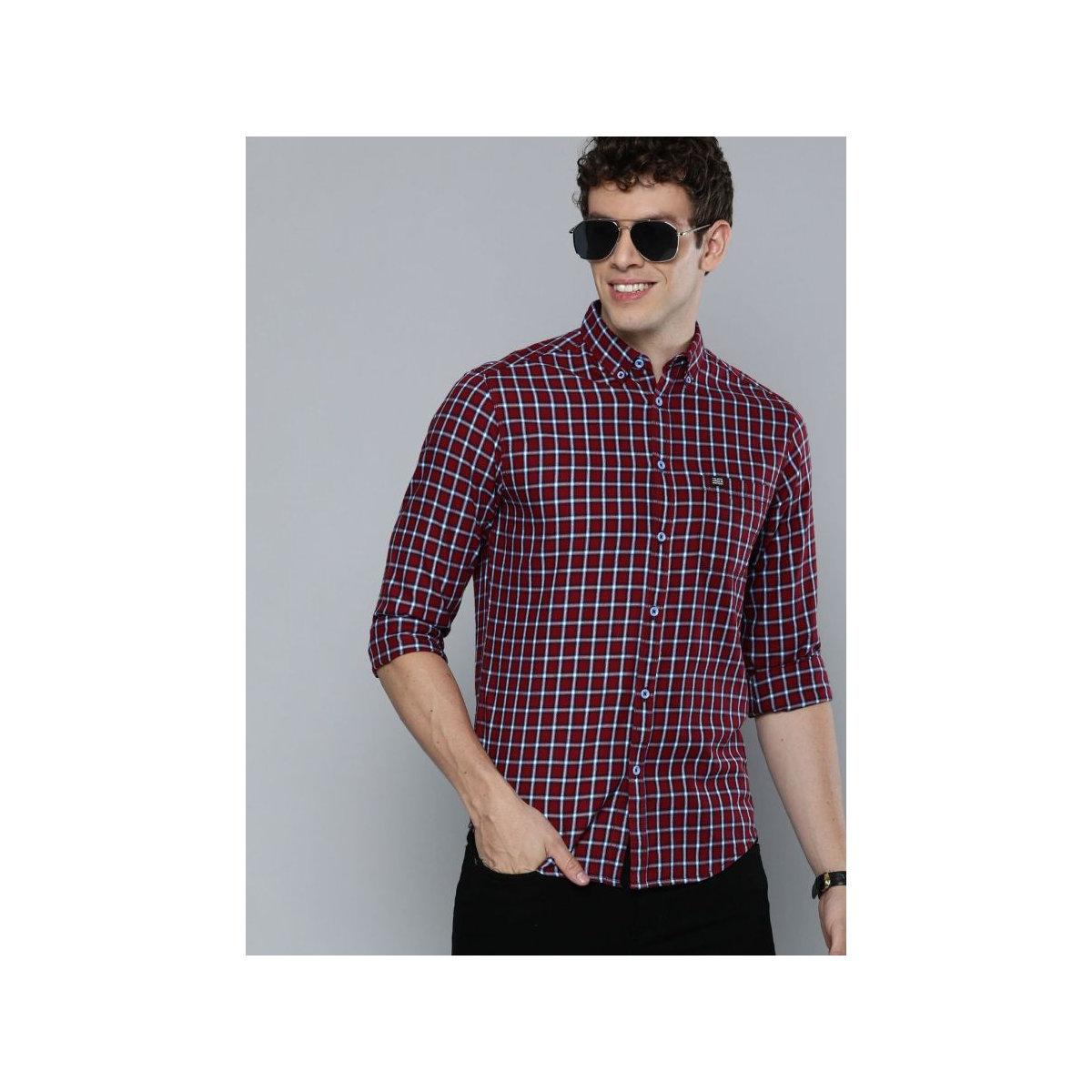 The Indian Garage Co X Styli Men Red Checkered Button-Down Collar Shirt-men-clothing-shirts-image-1