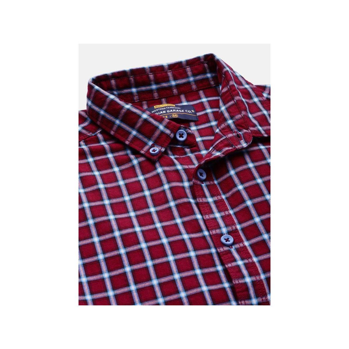 The Indian Garage Co X Styli Men Red Checkered Button-Down Collar Shirt-men-clothing-shirts-image-2