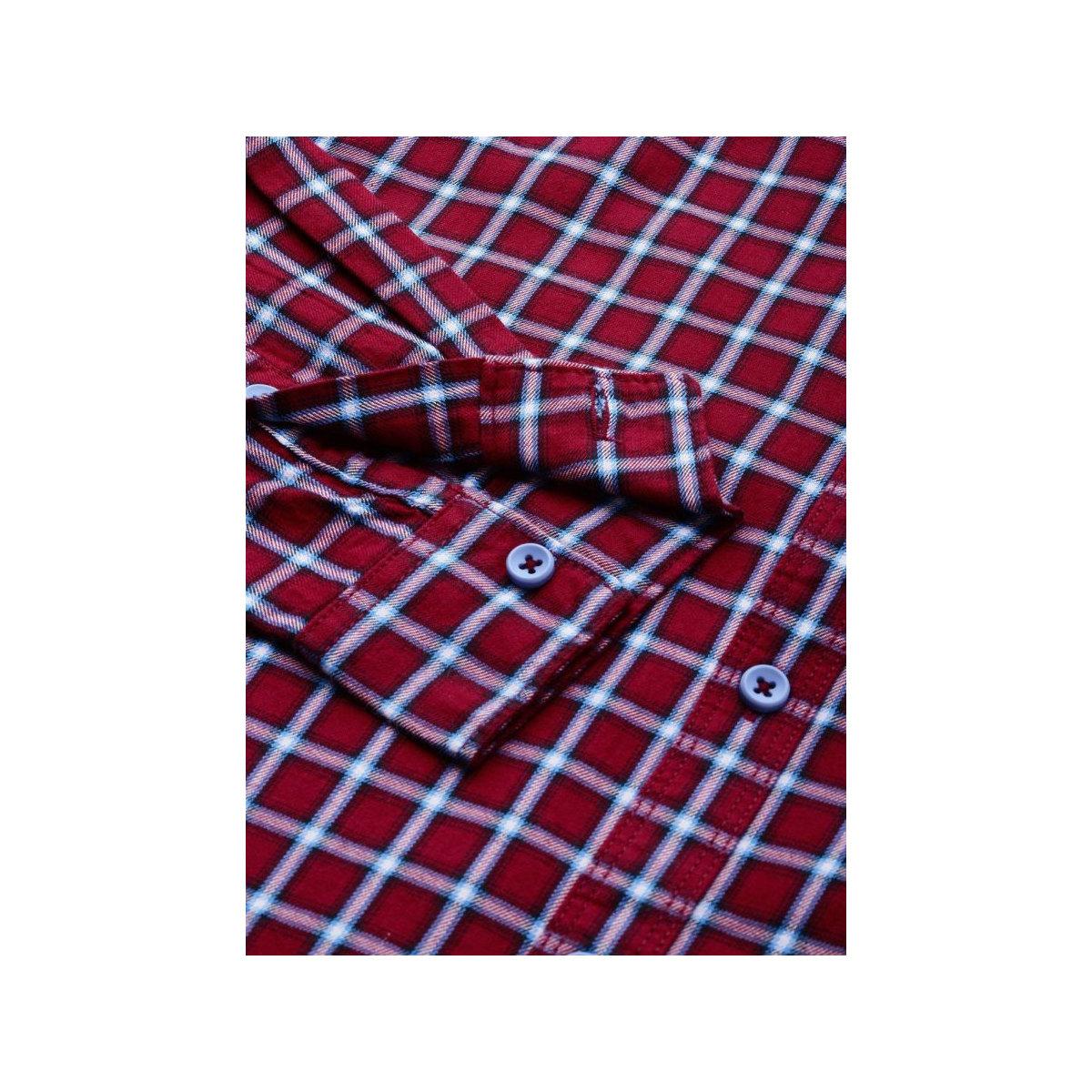 The Indian Garage Co X Styli Men Red Checkered Button-Down Collar Shirt-men-clothing-shirts-image-3