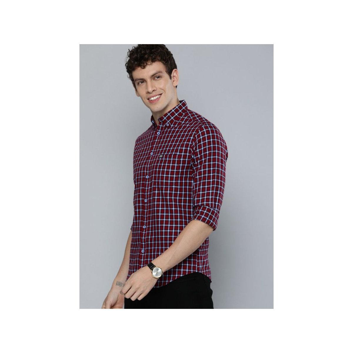 The Indian Garage Co X Styli Men Red Checkered Button-Down Collar Shirt-men-clothing-shirts-image-5