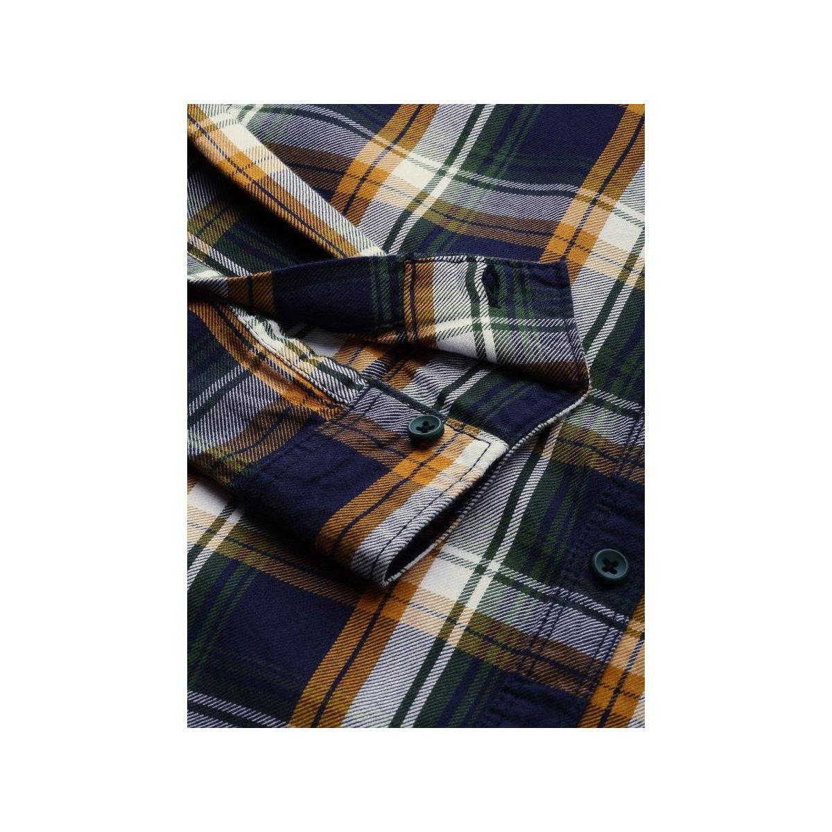 The Indian Garage Co X Styli Men Navy Blue Slim Fit Checked Shirt-men-clothing-shirts-image-3