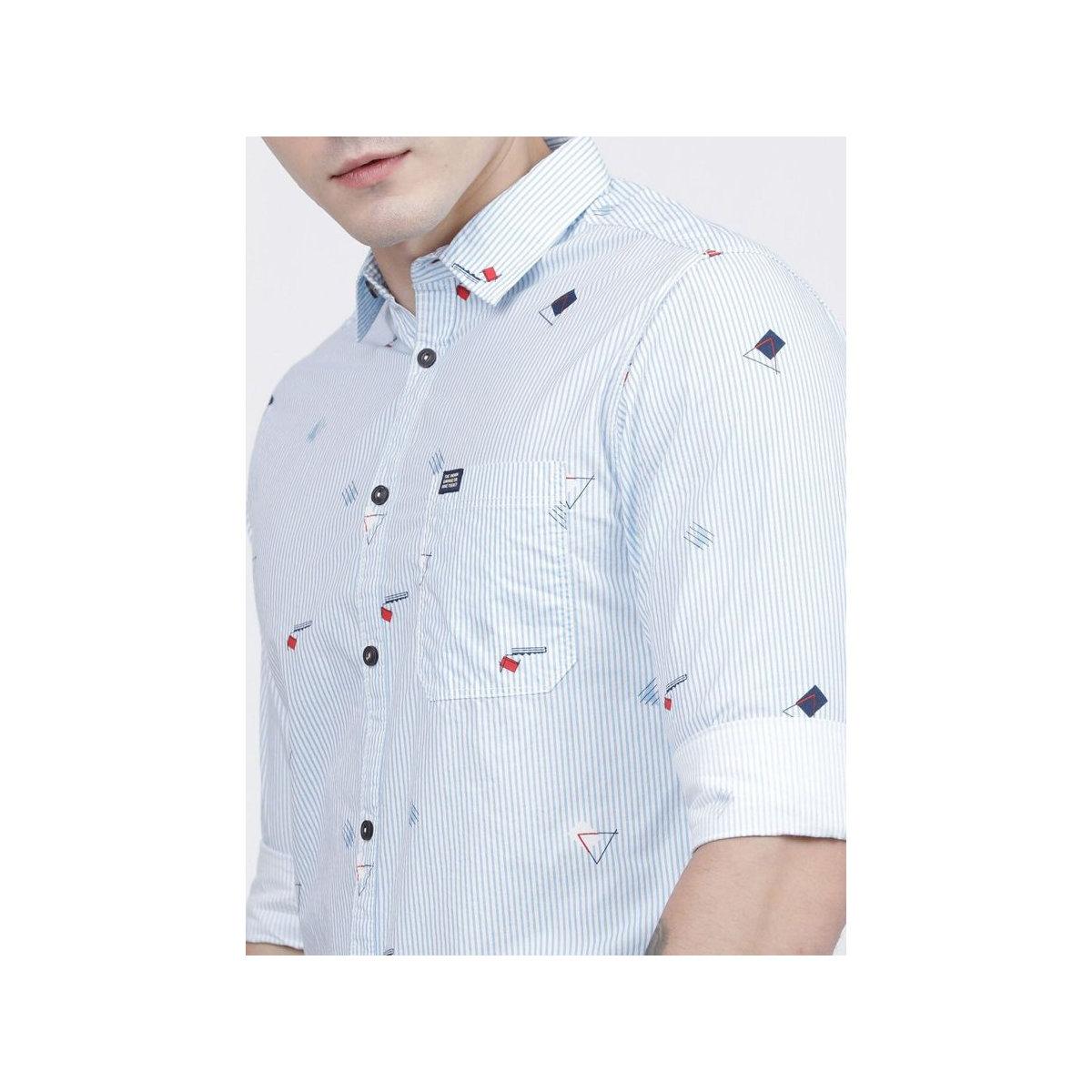 The Indian Garage Co X Styli Men Blue Slim Fit Striped Casual Shirt-men-clothing-shirts-image-2