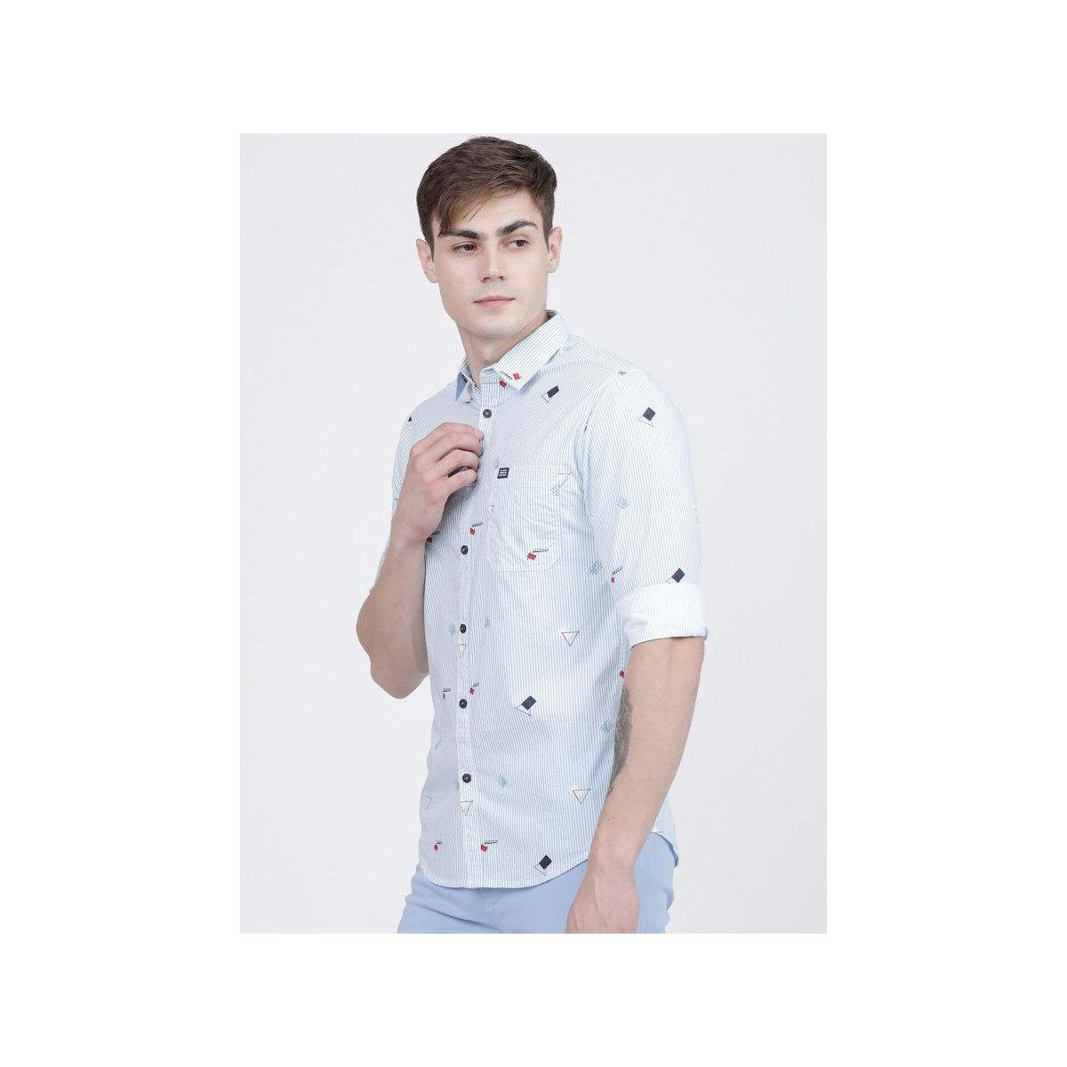 The Indian Garage Co X Styli Men Blue Slim Fit Striped Casual Shirt-men-clothing-shirts-image-3