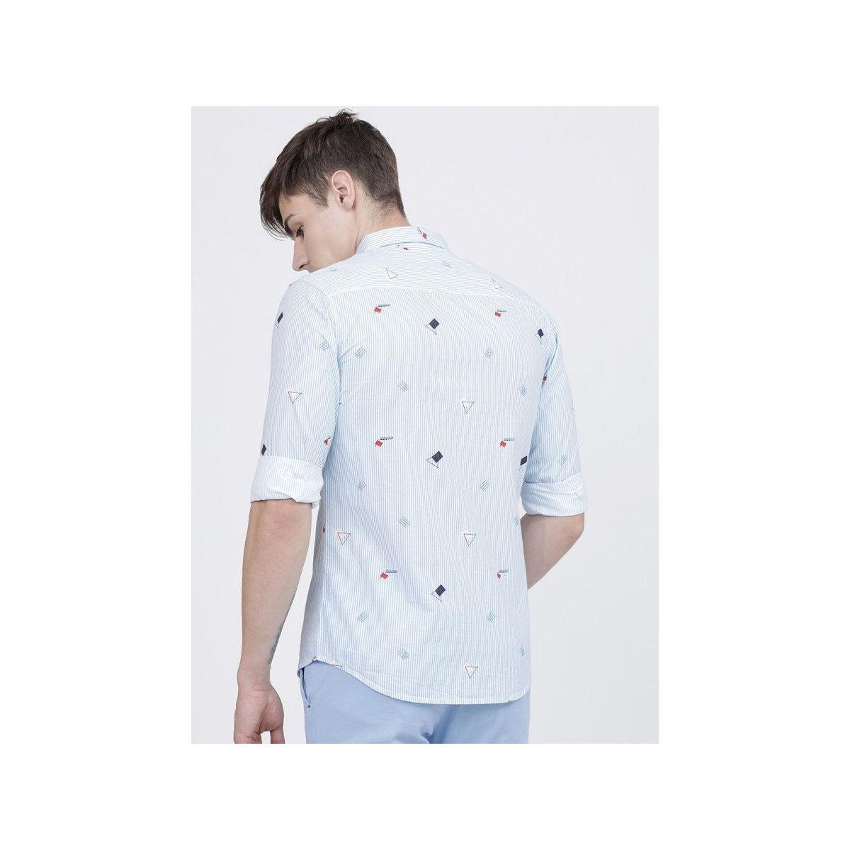 The Indian Garage Co X Styli Men Blue Slim Fit Striped Casual Shirt-men-clothing-shirts-image-5