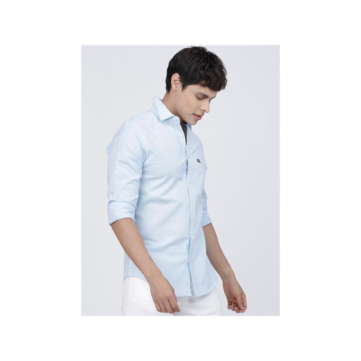 The Indian Garage Co X Styli Men Light Blue Slim Fit Casual Shirt-men-clothing-shirts-image-3