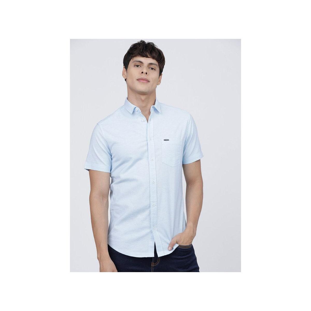 The Indian Garage Co X Styli Men Light Blue Slim Fit Casual Shirt-men-clothing-shirts-image-1
