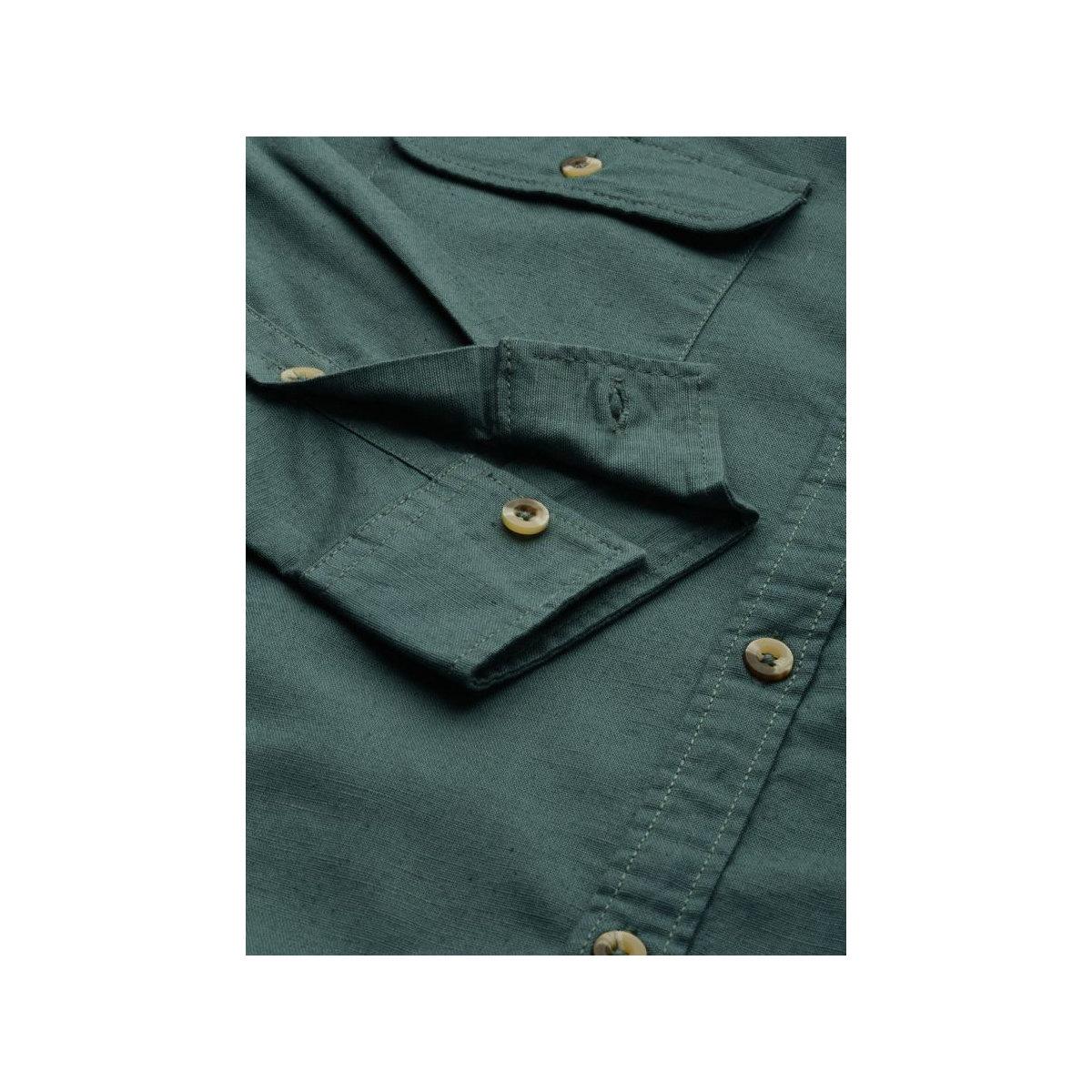 The Indian Garage Co X Styli Men Green Slim Fit Solid Casual Shirt-men-clothing-shirts-image-3