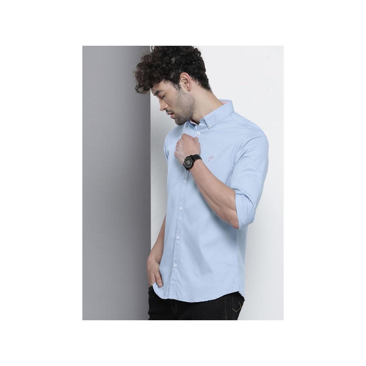 The Indian Garage Co X Styli Men Blue Slim Fit Casual Shirt-men-clothing-shirts-image-4