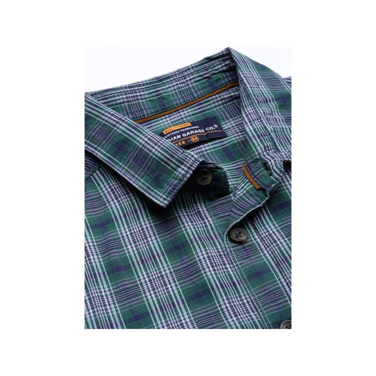 The Indian Garage Co X Styli Men Green Slim Fit Checked Casual Shirt-men-clothing-shirts-image-2