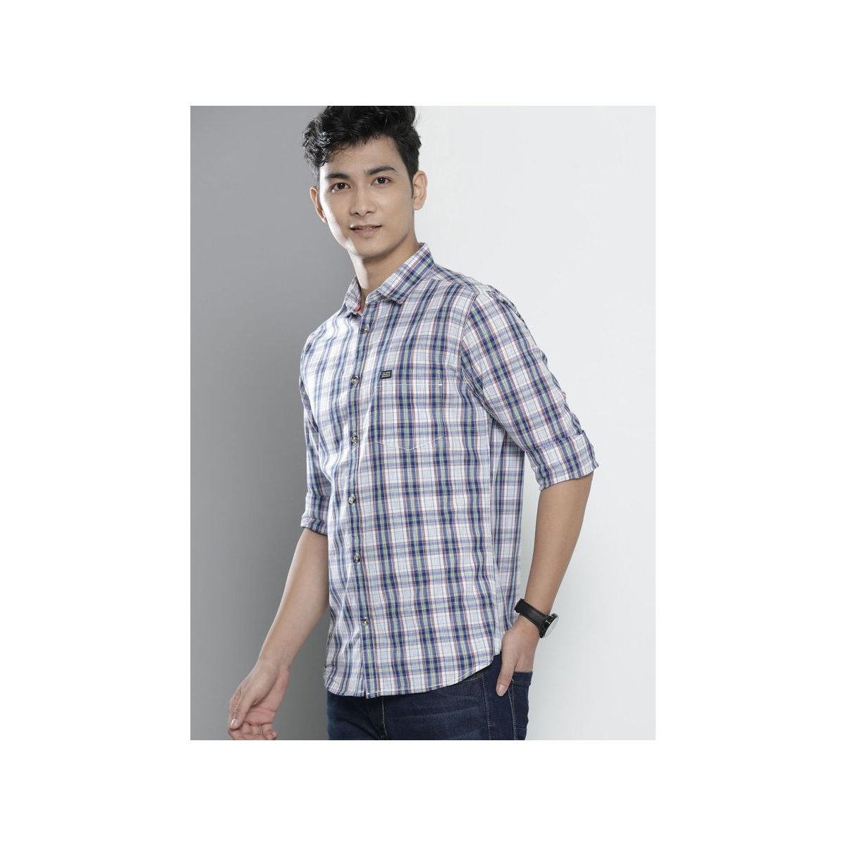 The Indian Garage Co X Styli Men White Slim Fit Checked Casual Shirt-men-clothing-shirts-image-4