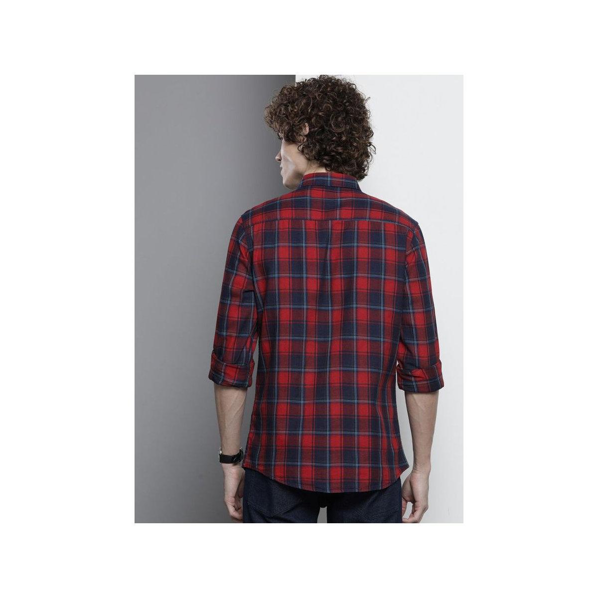 The Indian Garage Co X Styli Men Red Slim Fit Checked Casual Shirt-men-clothing-shirts-image-3
