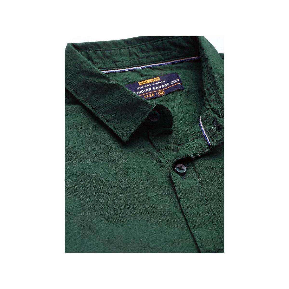 The Indian Garage Co X Styli Men Green Slim Fit Solid Casual Shirt-men-clothing-shirts-image-2
