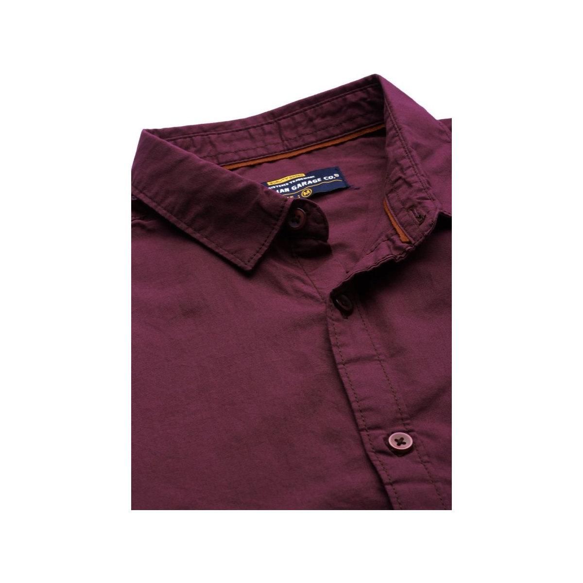 The Indian Garage Co X Styli Men Purple Slim Fit Solid Casual Shirt-men-clothing-shirts-image-2