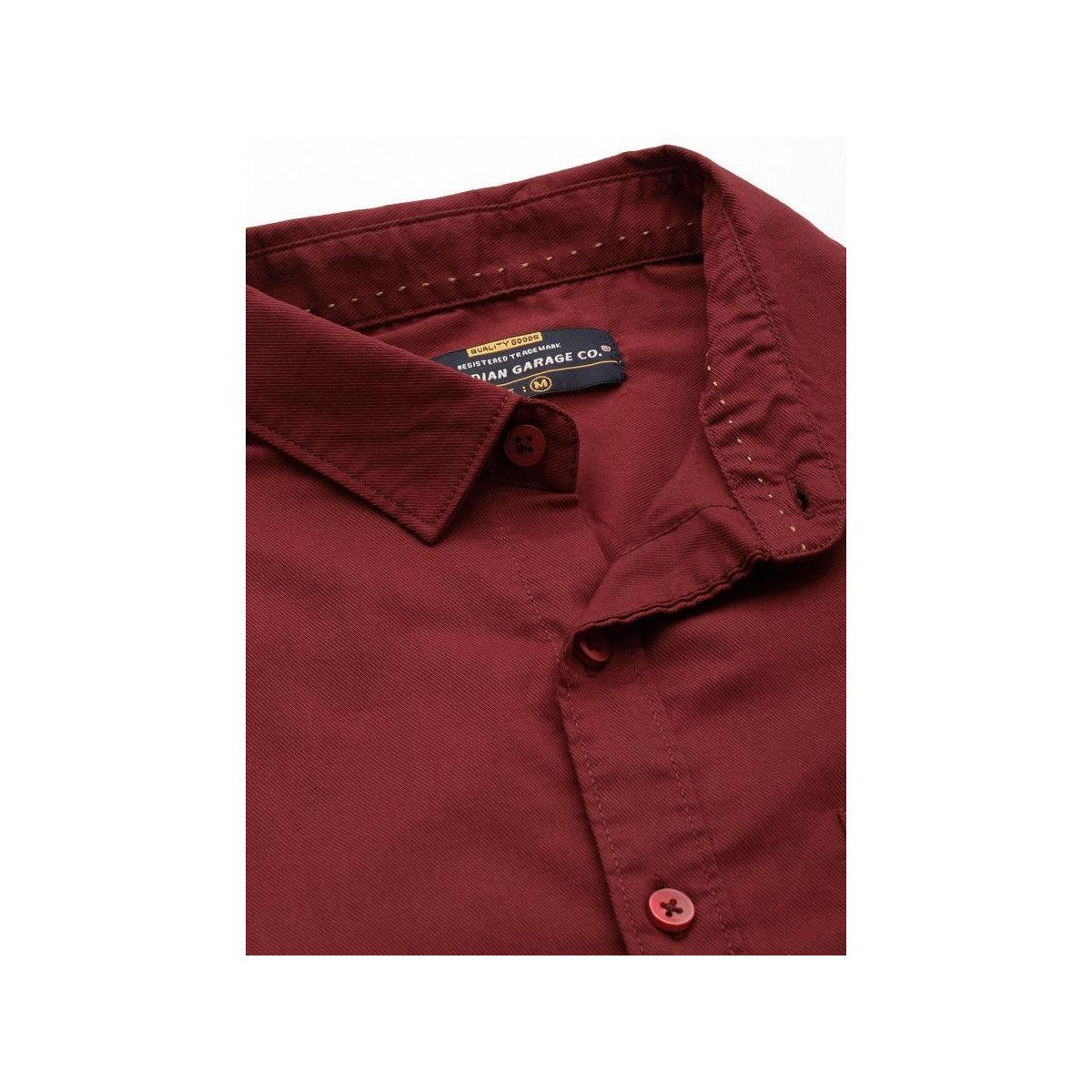 The Indian Garage Co X Styli Men Maroon Slim Fit Solid Casual Shirt-men-clothing-shirts-image-2