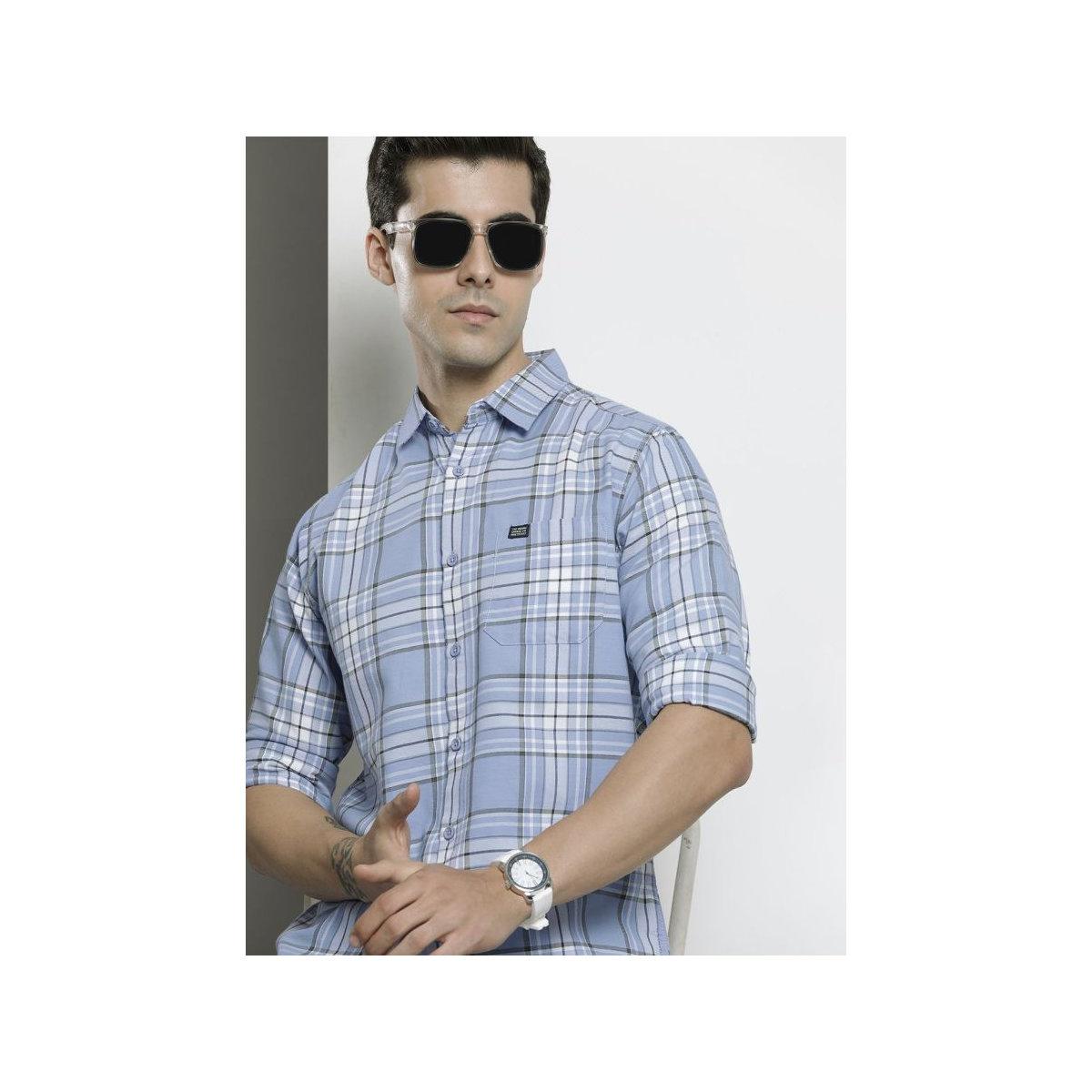 The Indian Garage Co X Styli Men Blue Checkered Casual Shirt-men-clothing-shirts-image-1