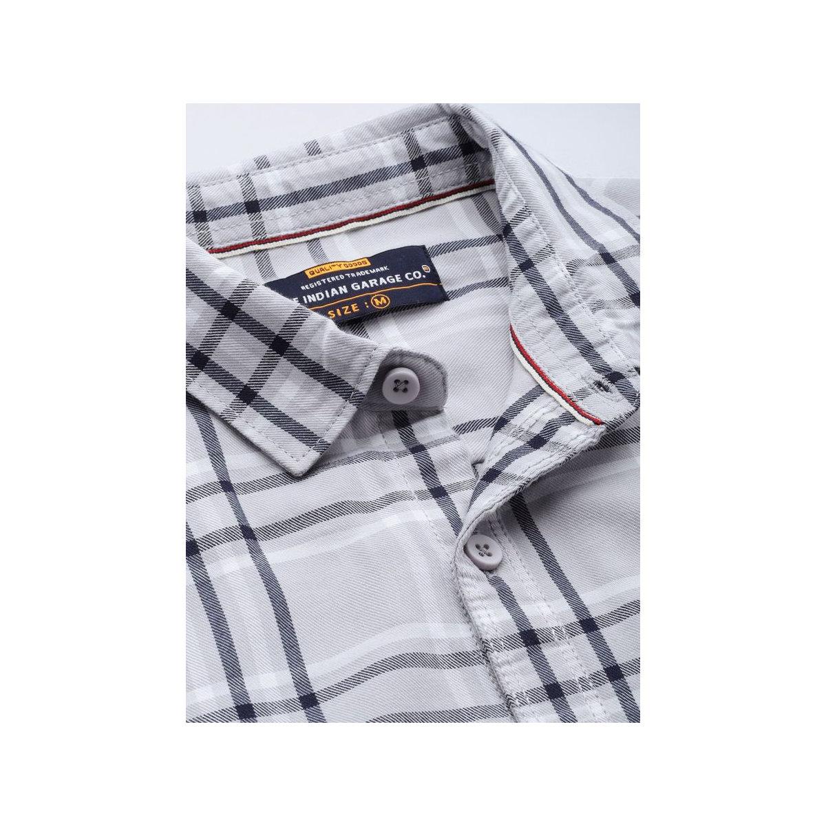 The Indian Garage Co X Styli Men Grey Checked Slim Fit Shirt-men-clothing-shirts-image-2