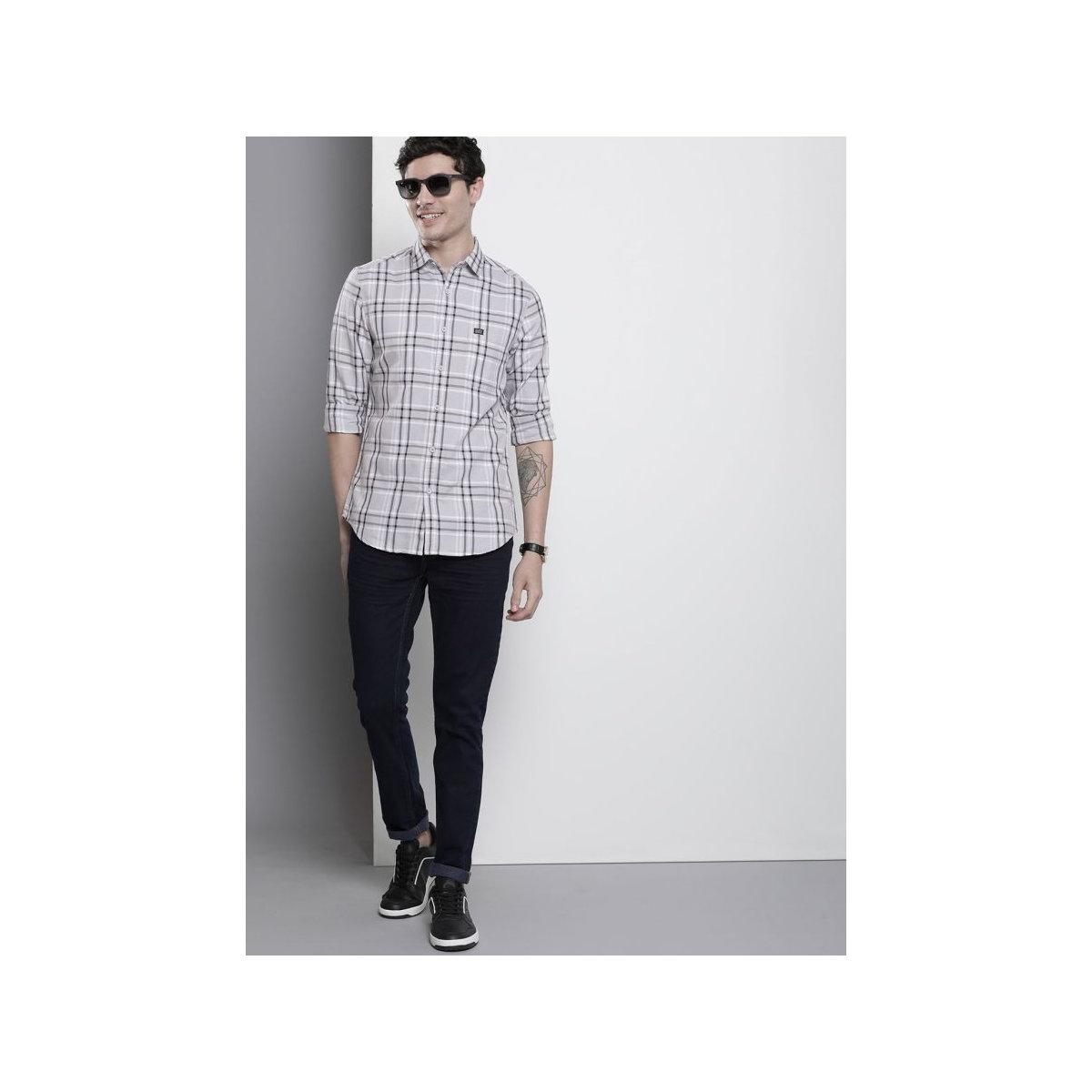 The Indian Garage Co X Styli Men Grey Checked Slim Fit Shirt-men-clothing-shirts-image-5