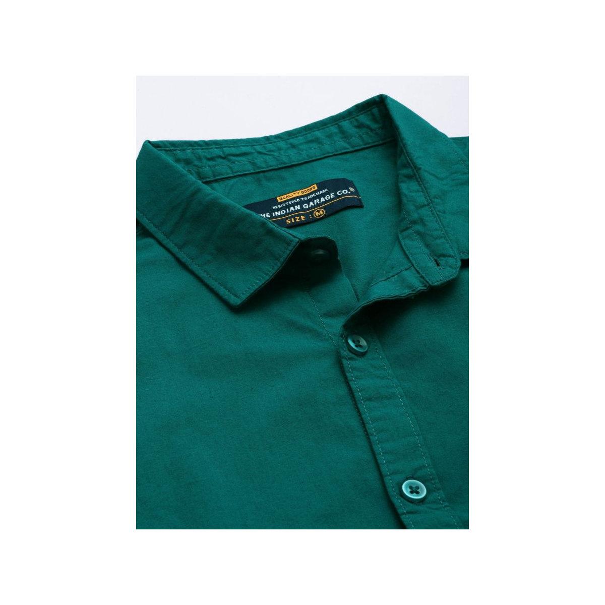 The Indian Garage Co X Styli Men Teal Plain Slim Fit Shirt-men-clothing-shirts-image-2