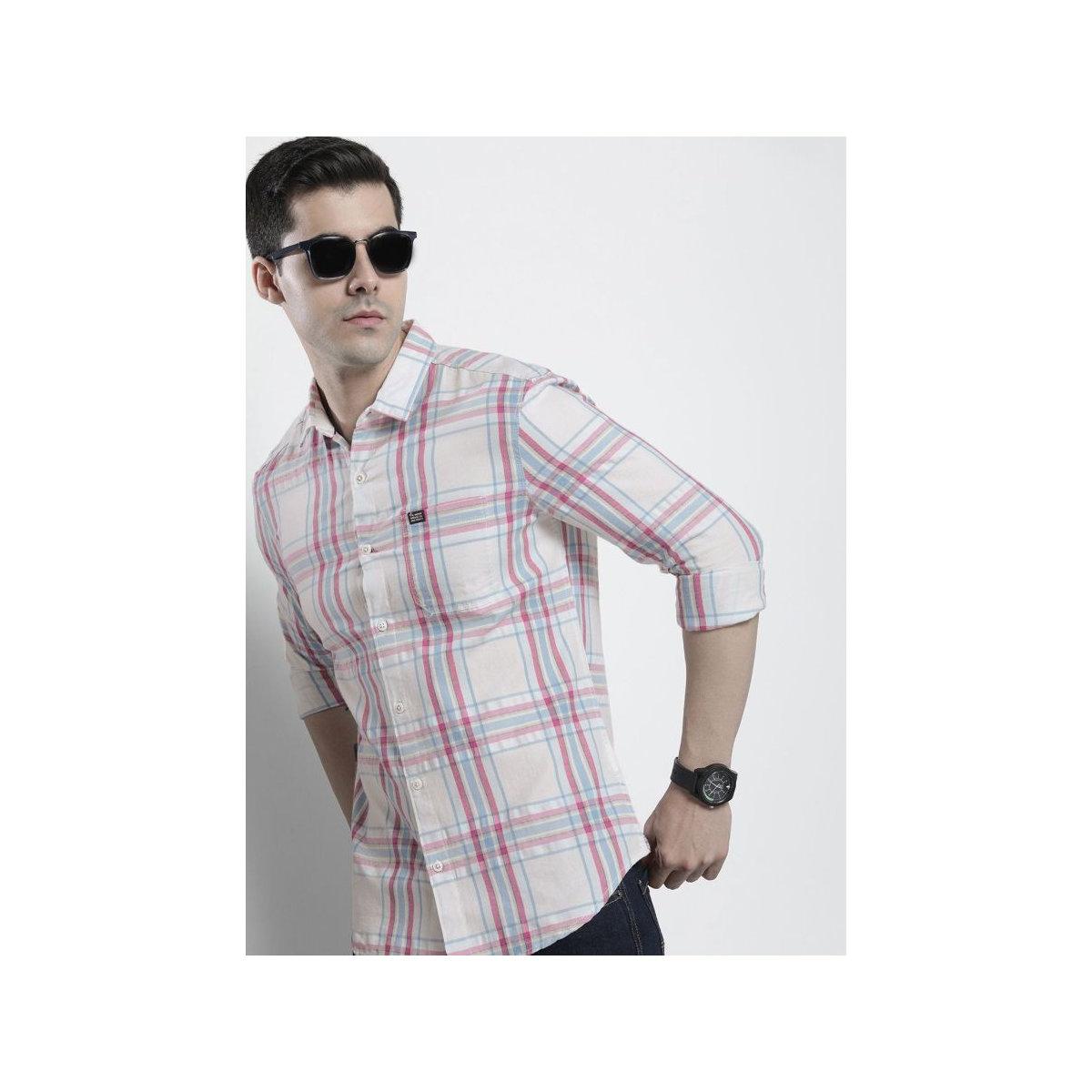 قميص بطبعة مربعات وياقة سبريد-men-clothing-shirts-image-1
