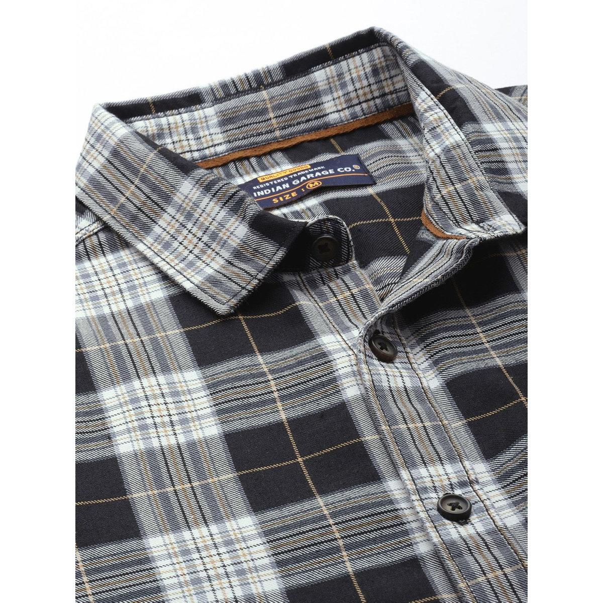 The Indian Garage Co X Styli Men Black Checkered Spread Collar Shirt-men-clothing-shirts-image-2