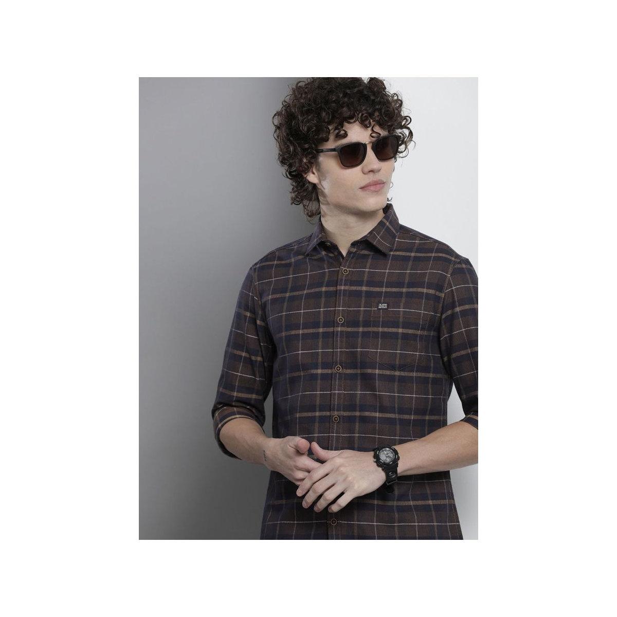 The Indian Garage Co X Styli Men Brown Regular Fit Casual Shirt-men-clothing-shirts-image-1